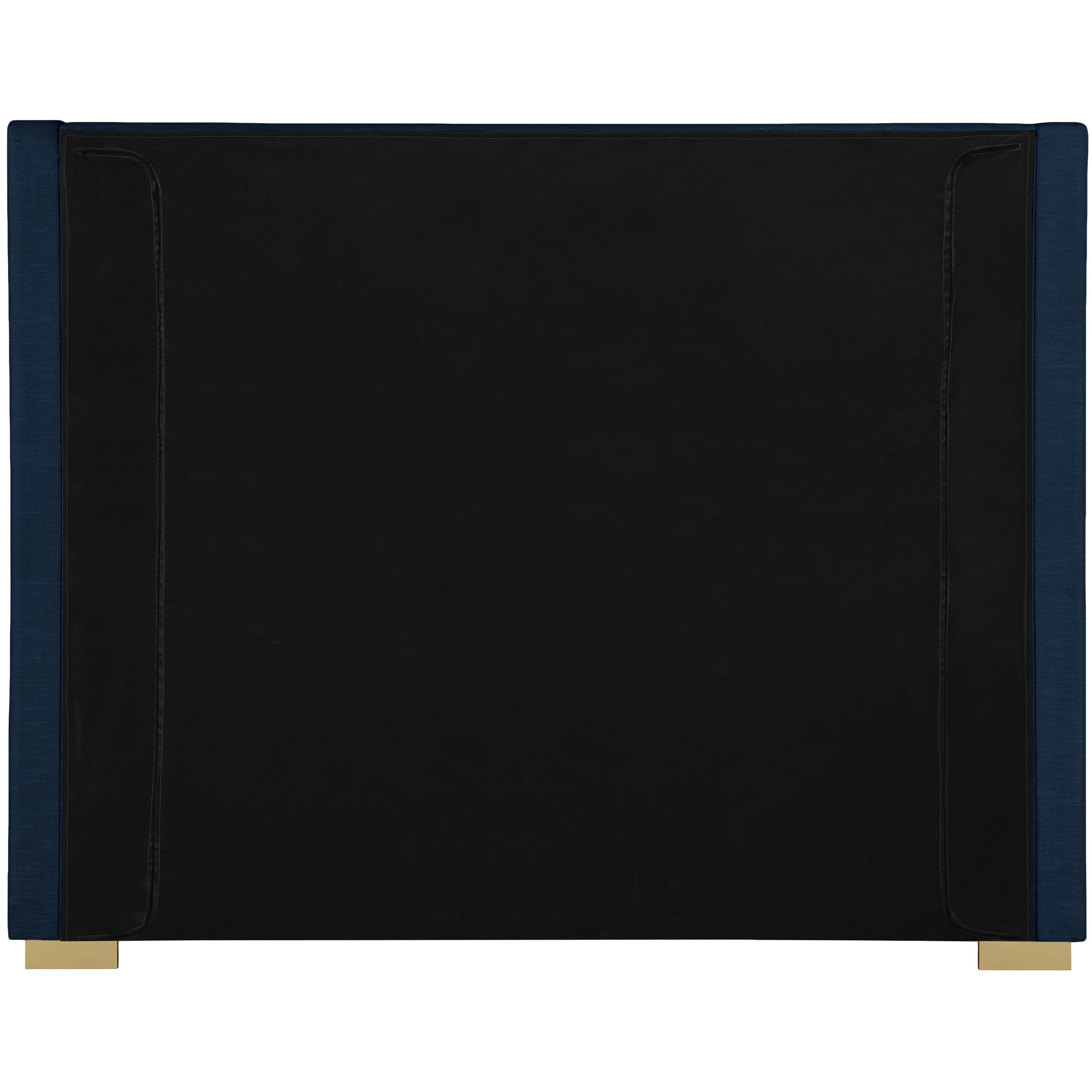 Meridian Royce Navy Linen Textured Fabric King Bed (3 Boxes)
