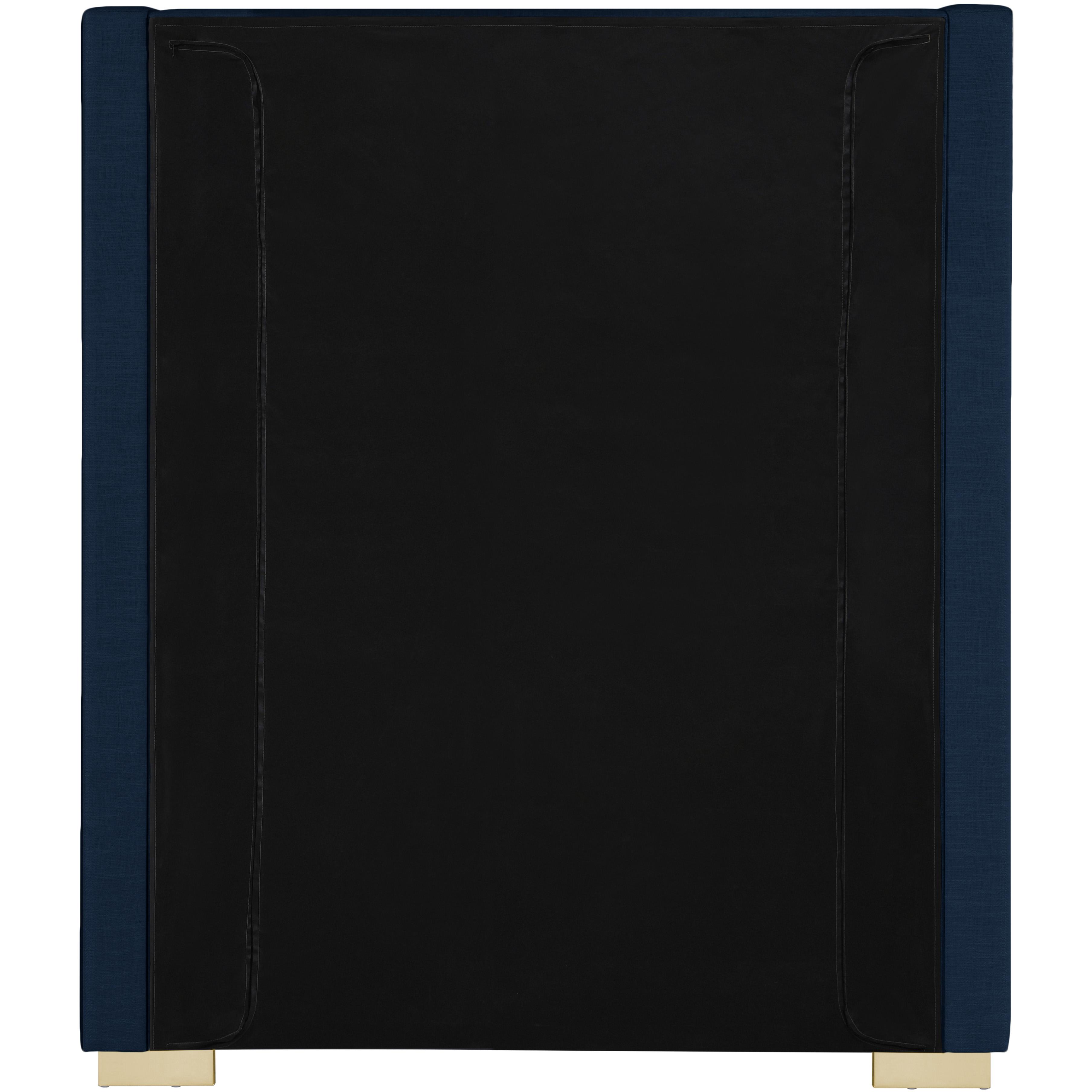 Meridian Royce Navy Linen Textured Fabric Twin Bed (3 Boxes)