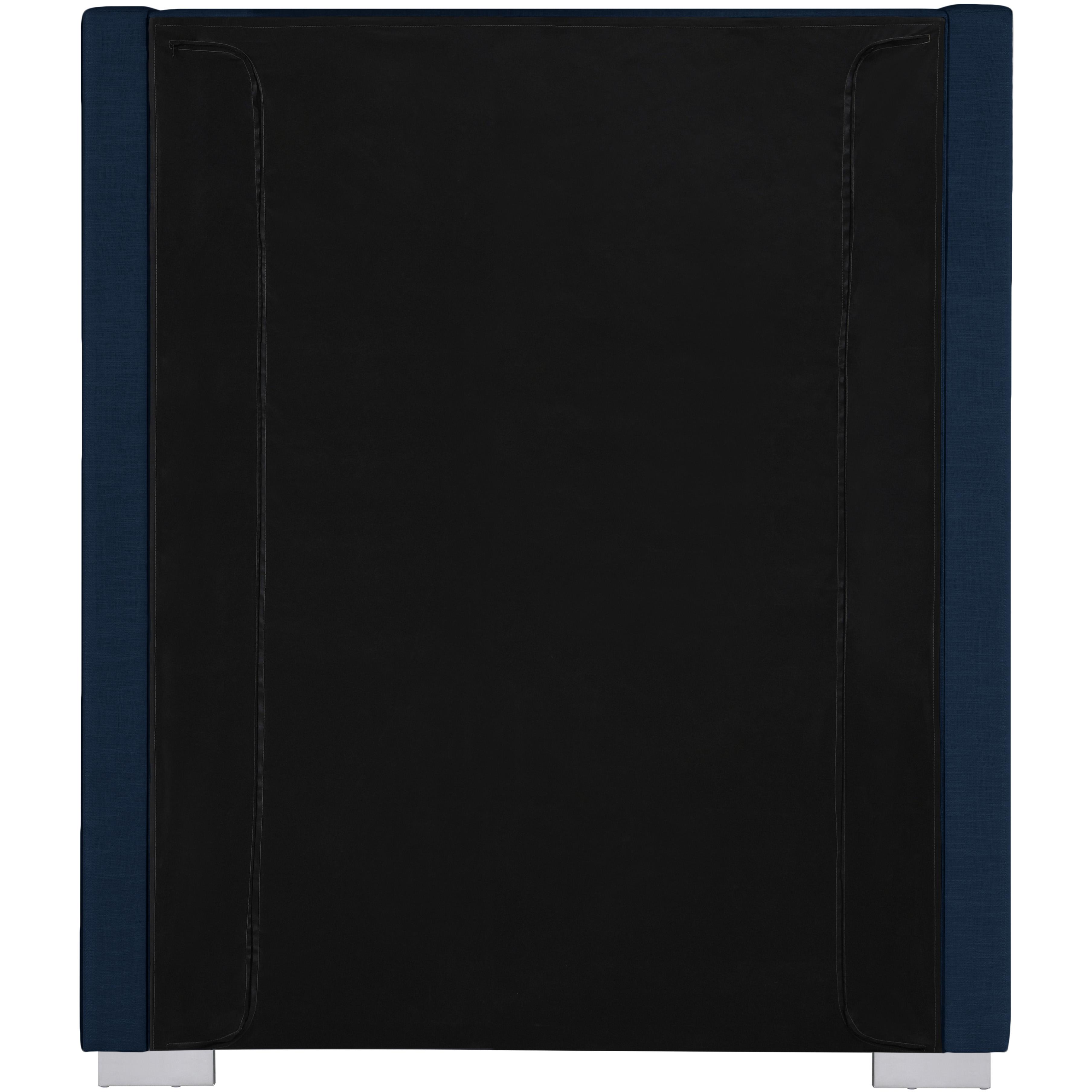 Meridian Royce Navy Linen Textured Fabric Twin Bed (3 Boxes)