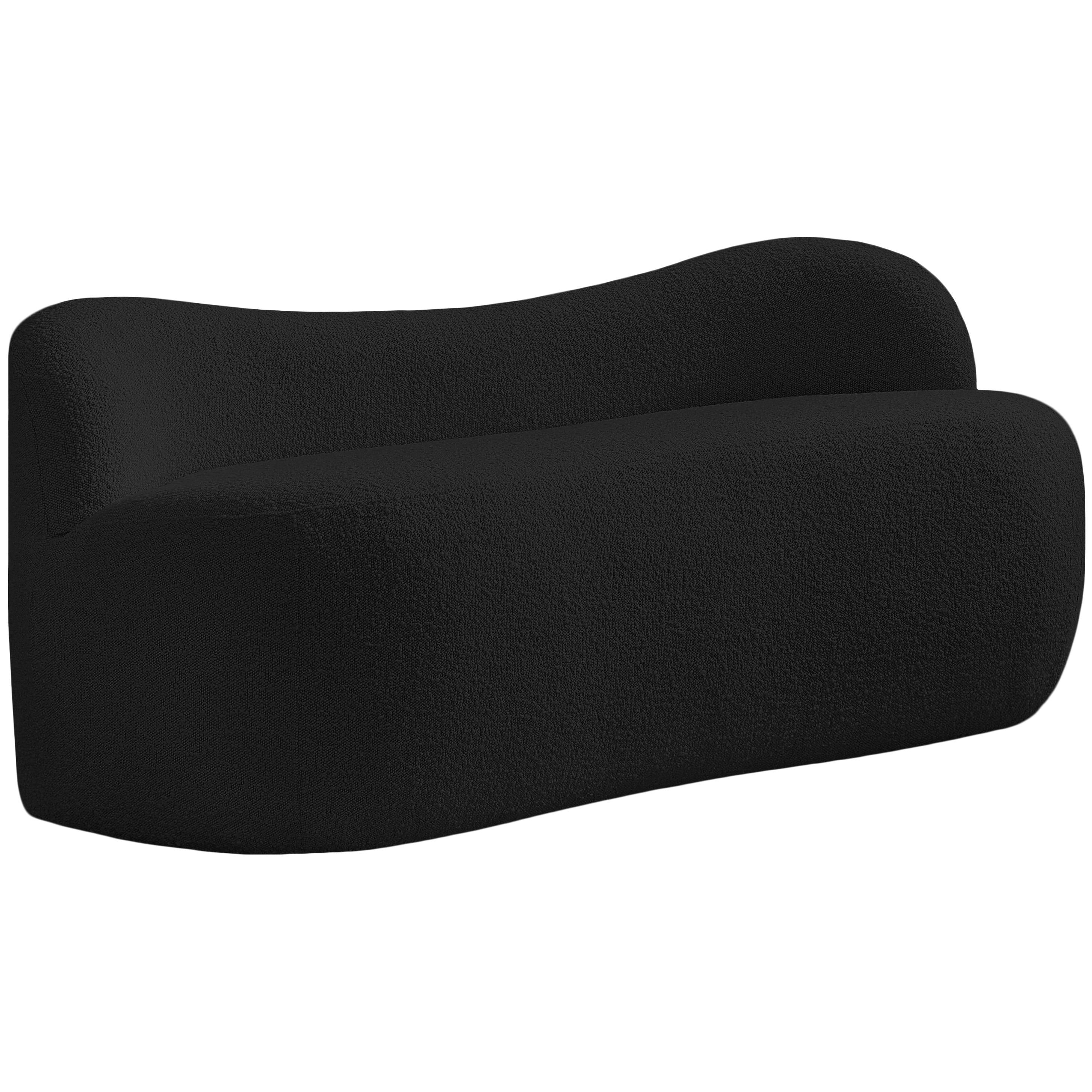Meridian Flair Black Boucle Fabric Bench