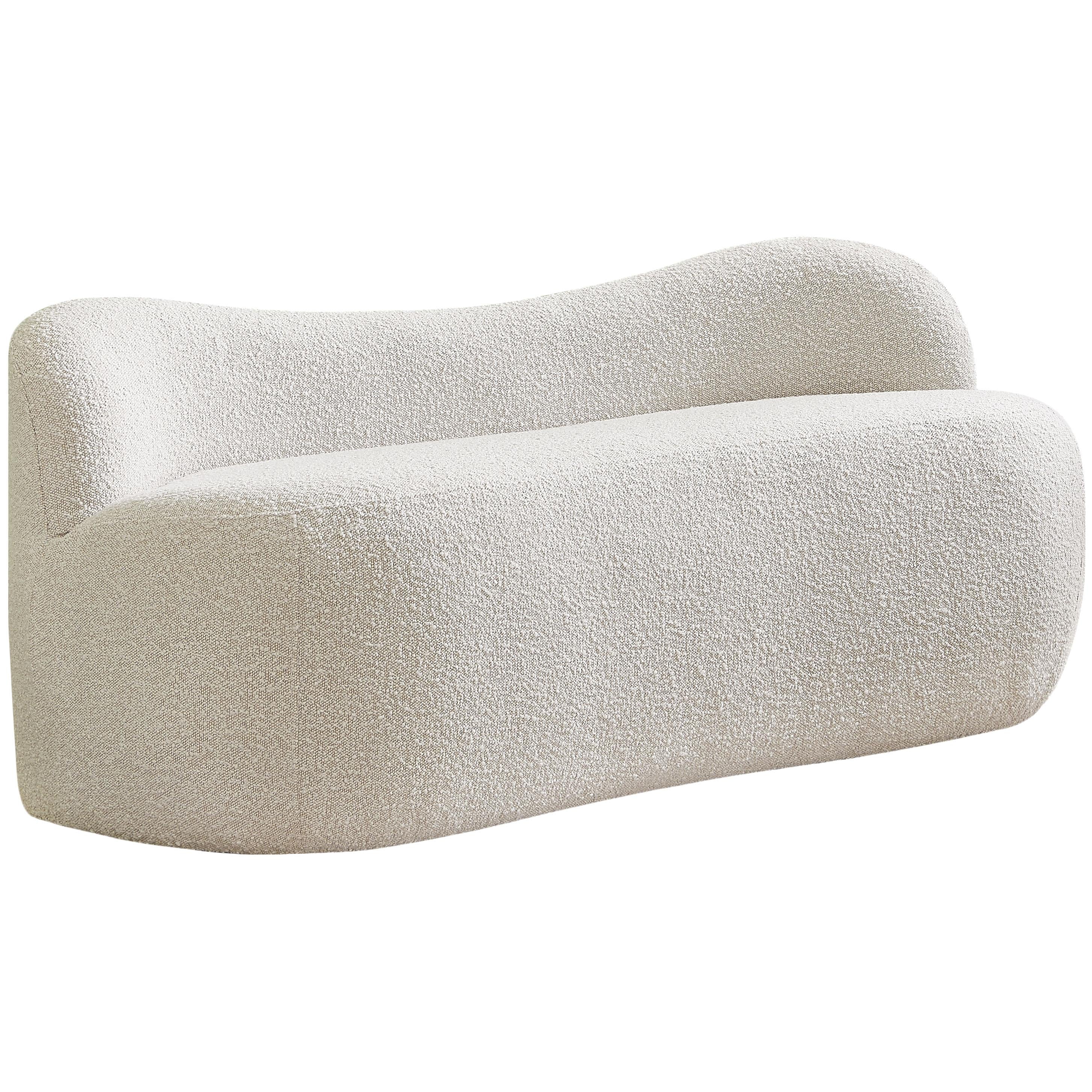 Meridian Flair Cream Boucle Fabric Bench