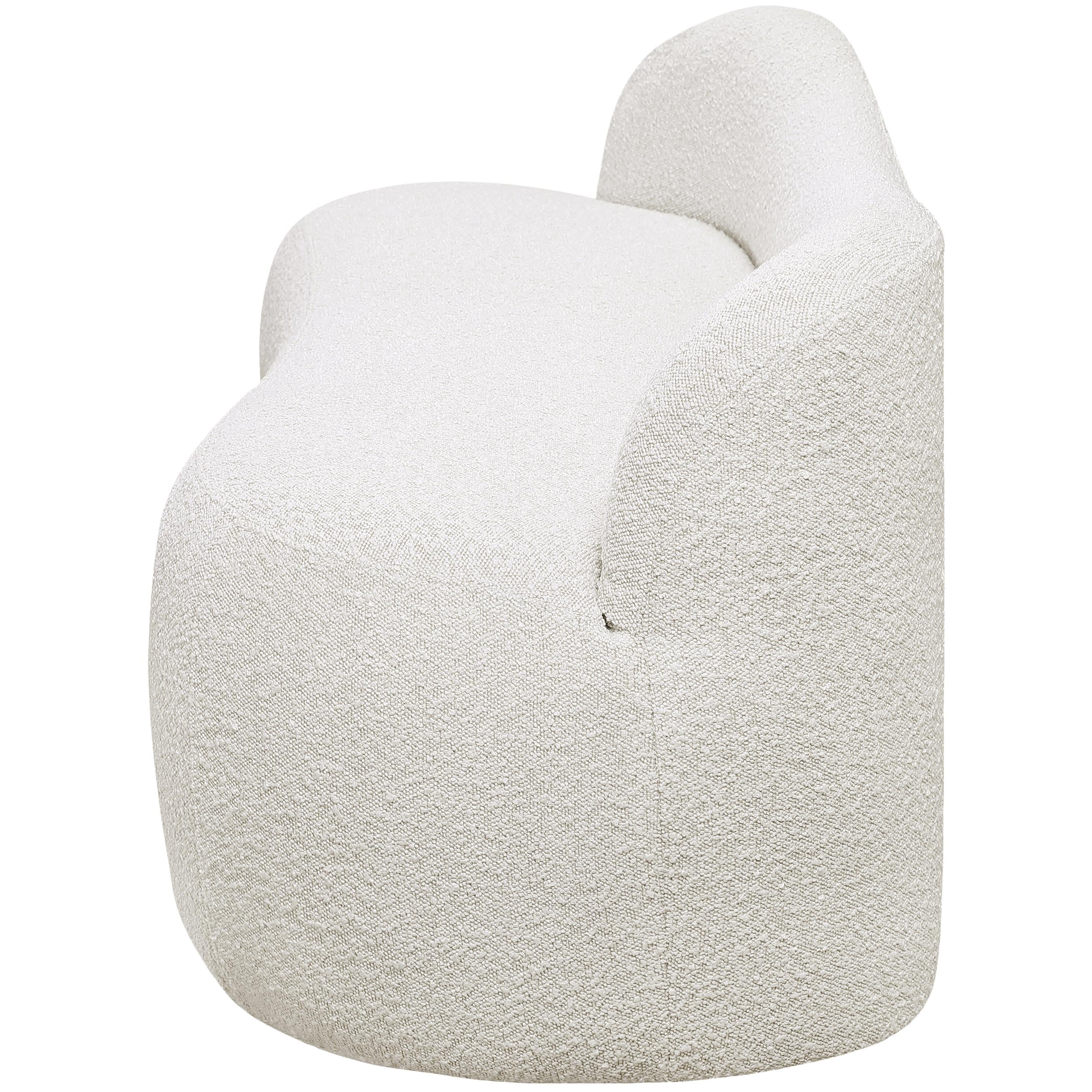Meridian Flair Cream Boucle Fabric Bench