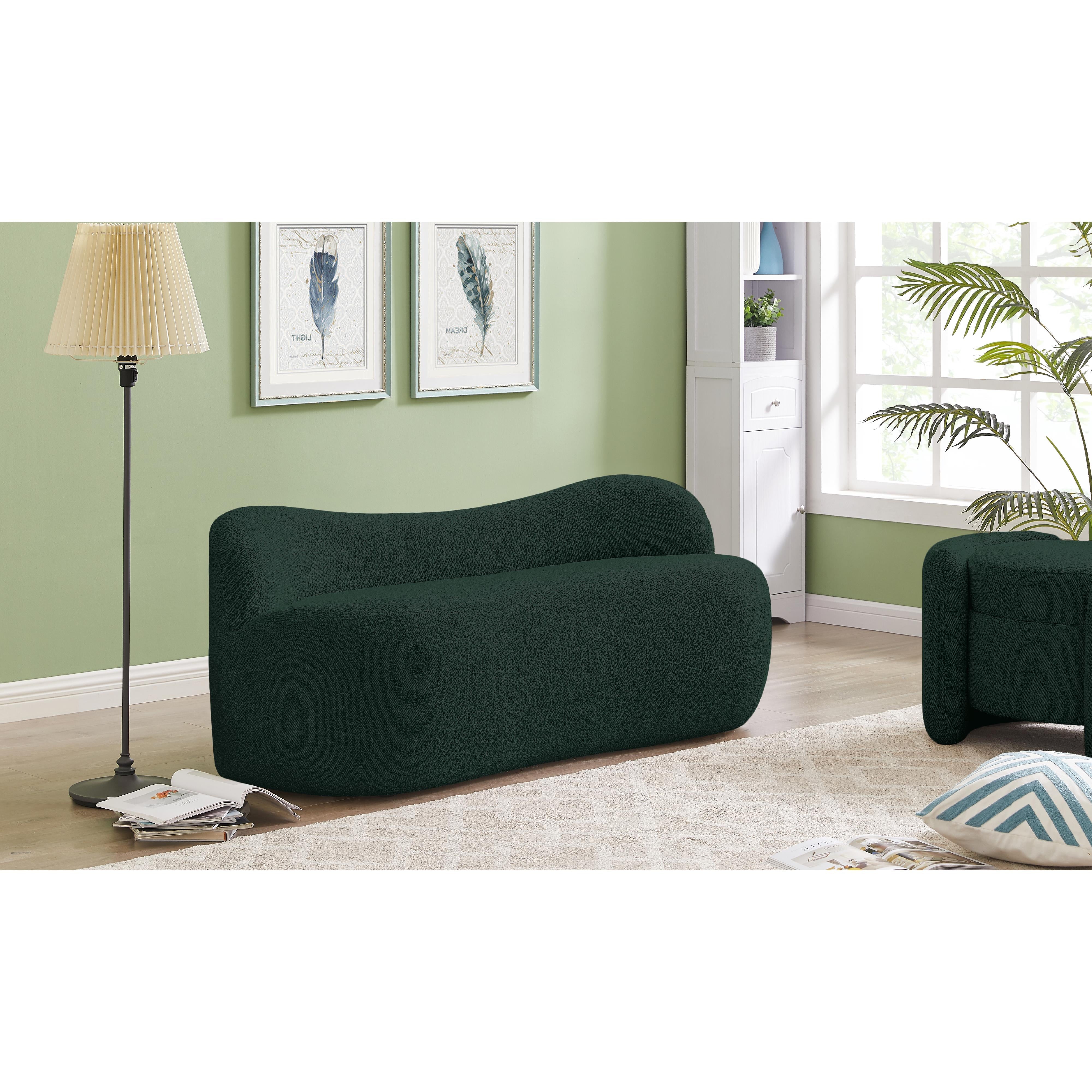 Meridian Flair Green Boucle Fabric Bench