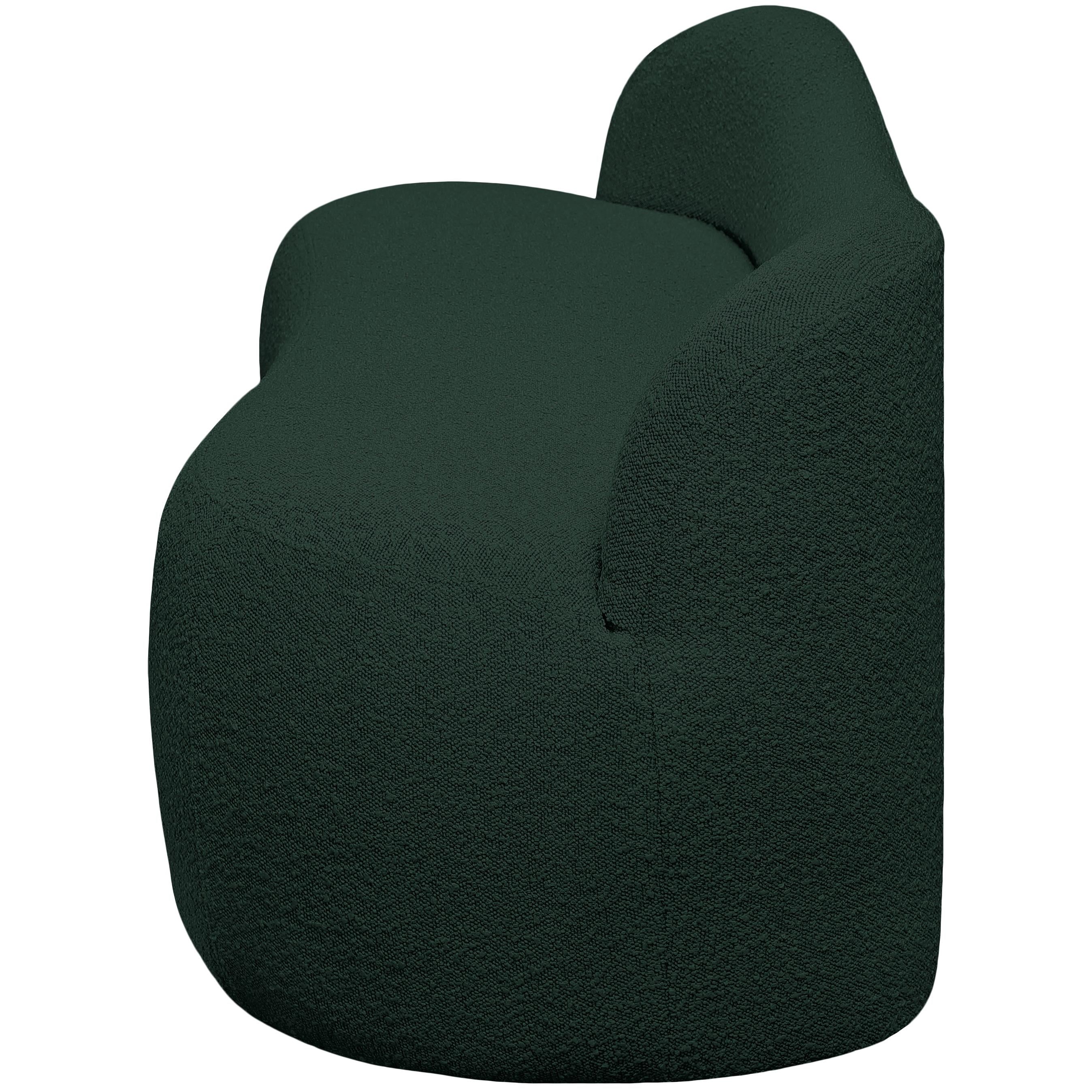 Meridian Flair Green Boucle Fabric Bench