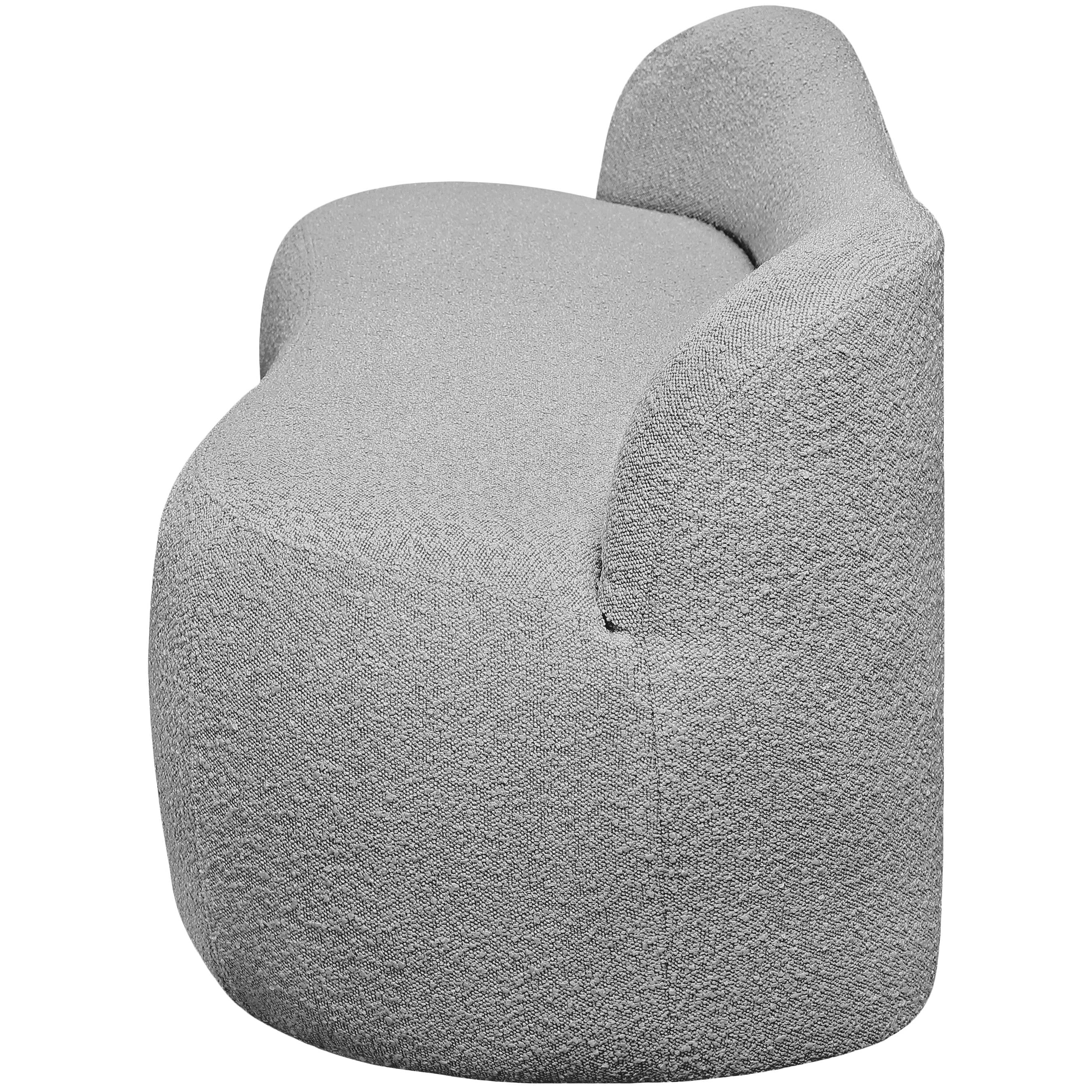 Meridian Flair Grey Boucle Fabric Bench