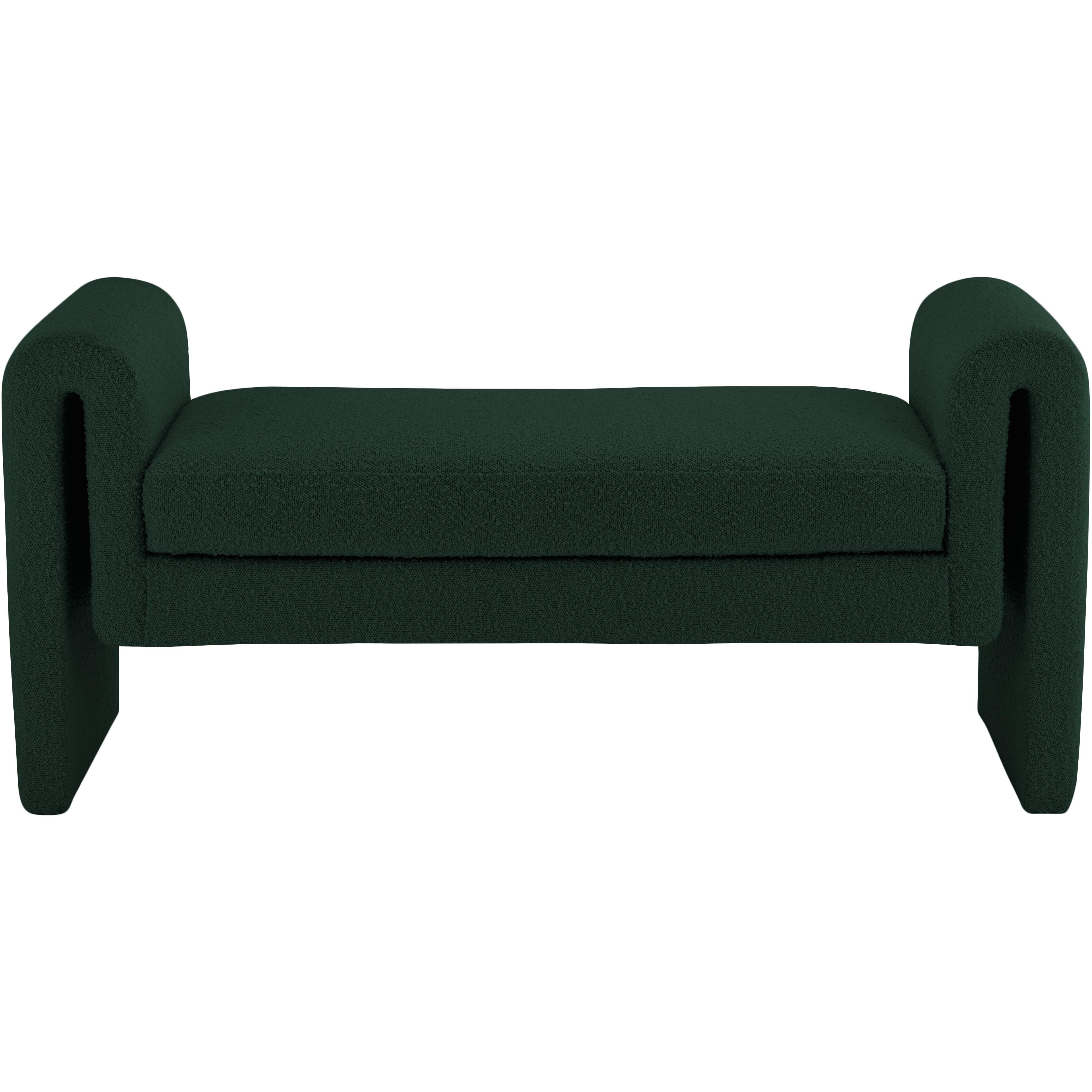 Meridian Stylus Green Boucle Fabric Bench