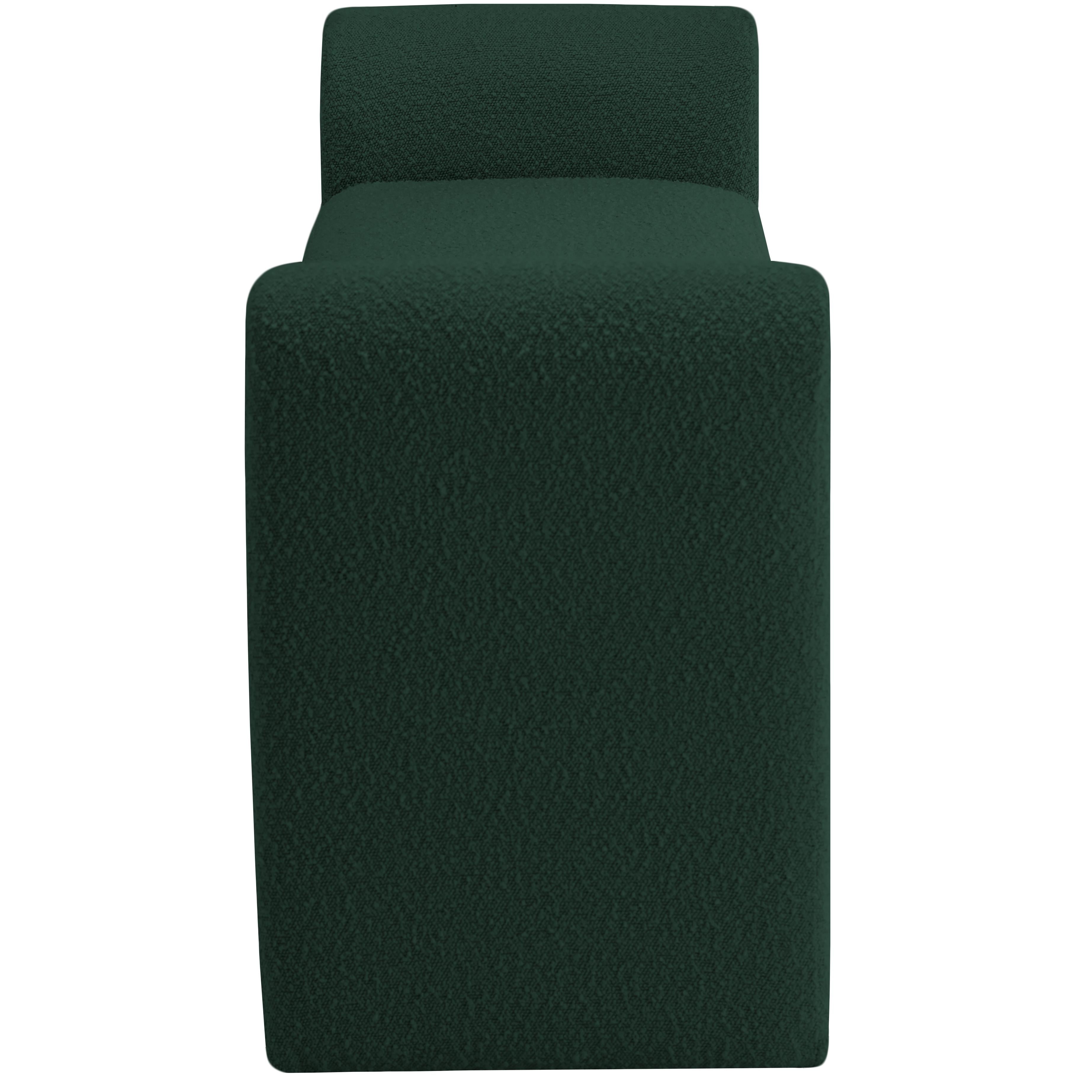 Meridian Stylus Green Boucle Fabric Bench