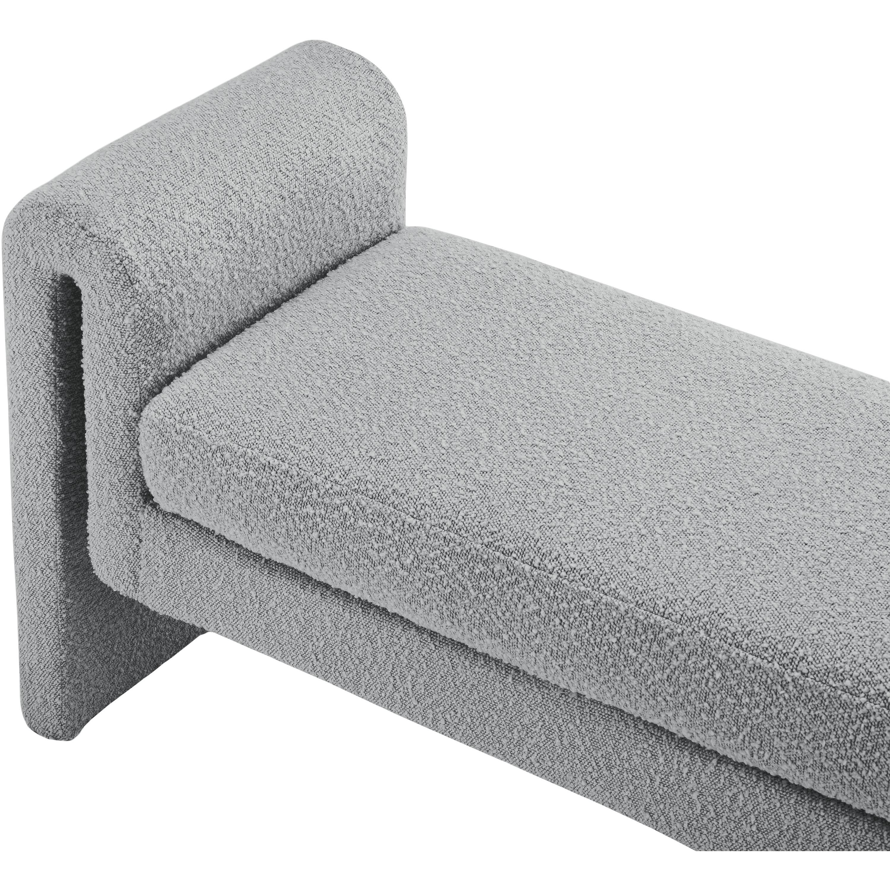 Meridian Stylus Grey Boucle Fabric Bench