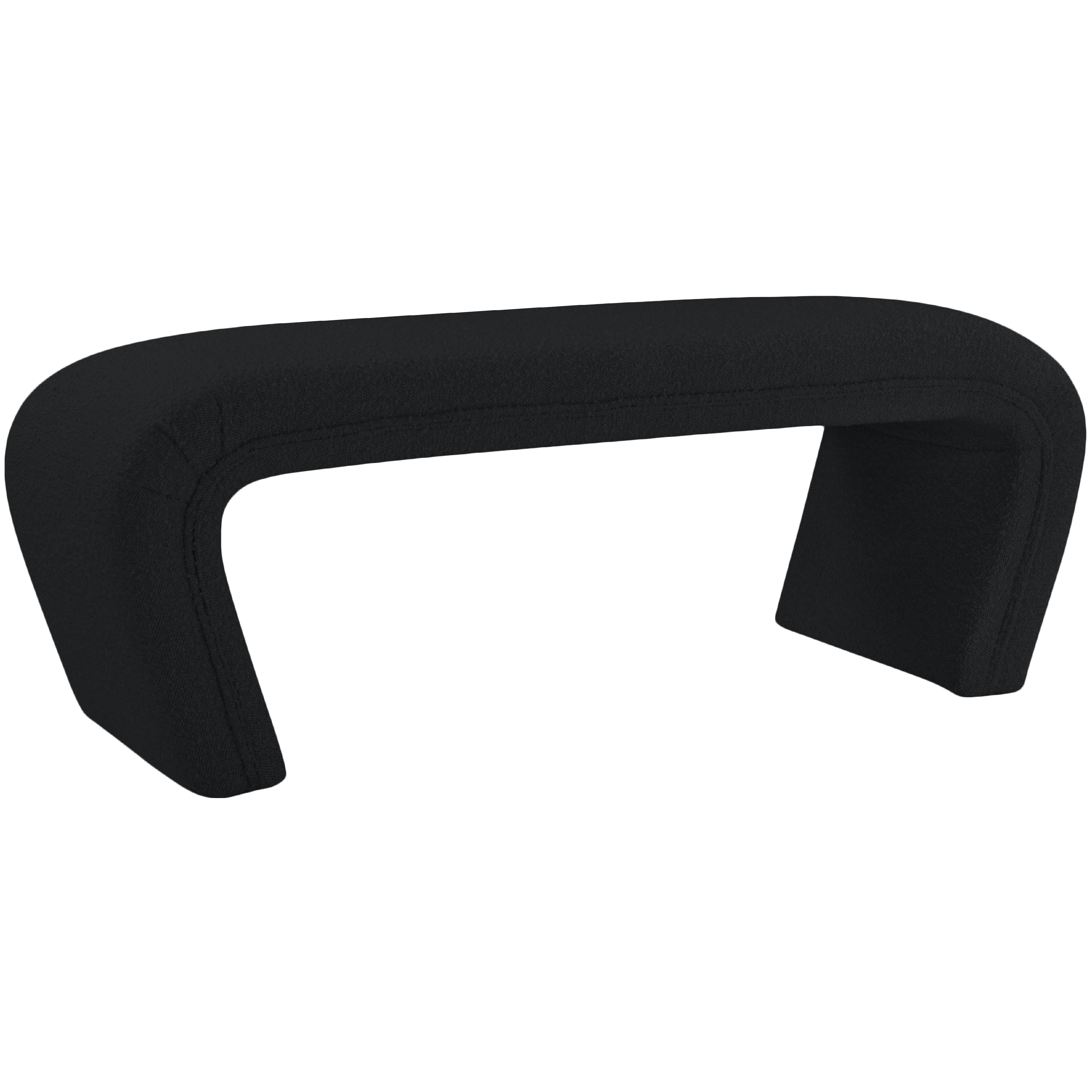 Meridian Odelia Black Boucle Fabric Bench