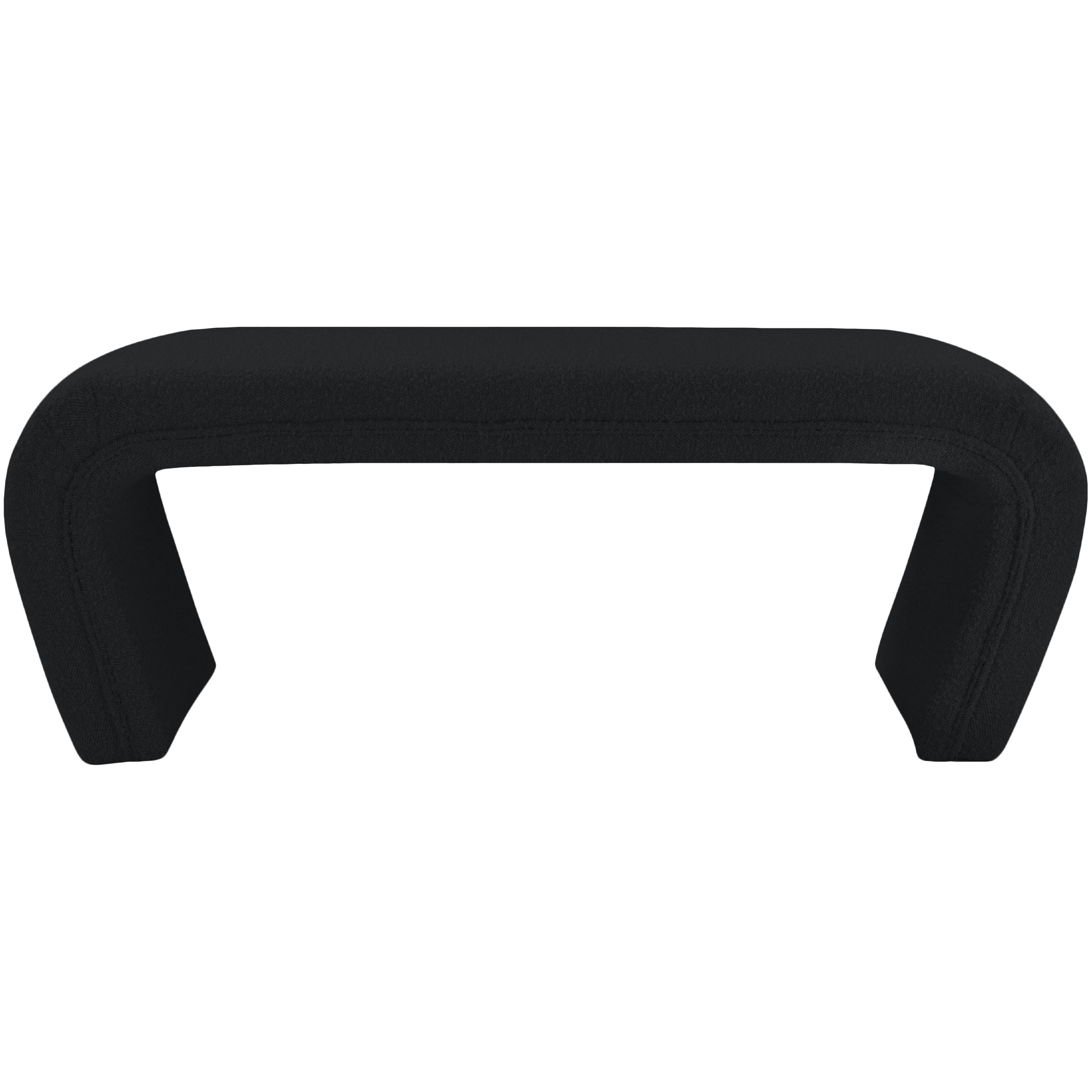 Meridian Odelia Black Boucle Fabric Bench