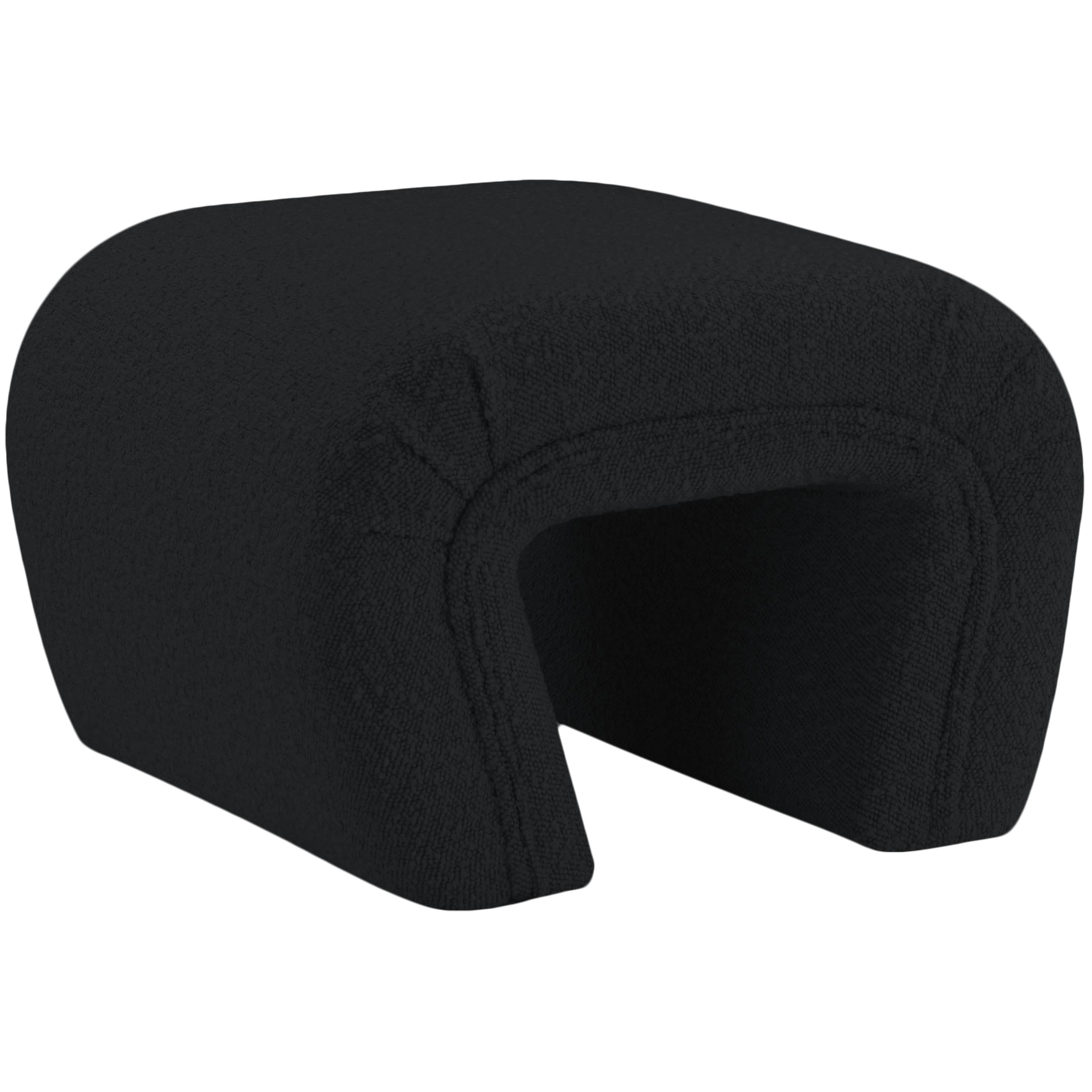 Meridian Odelia Black Boucle Fabric Bench