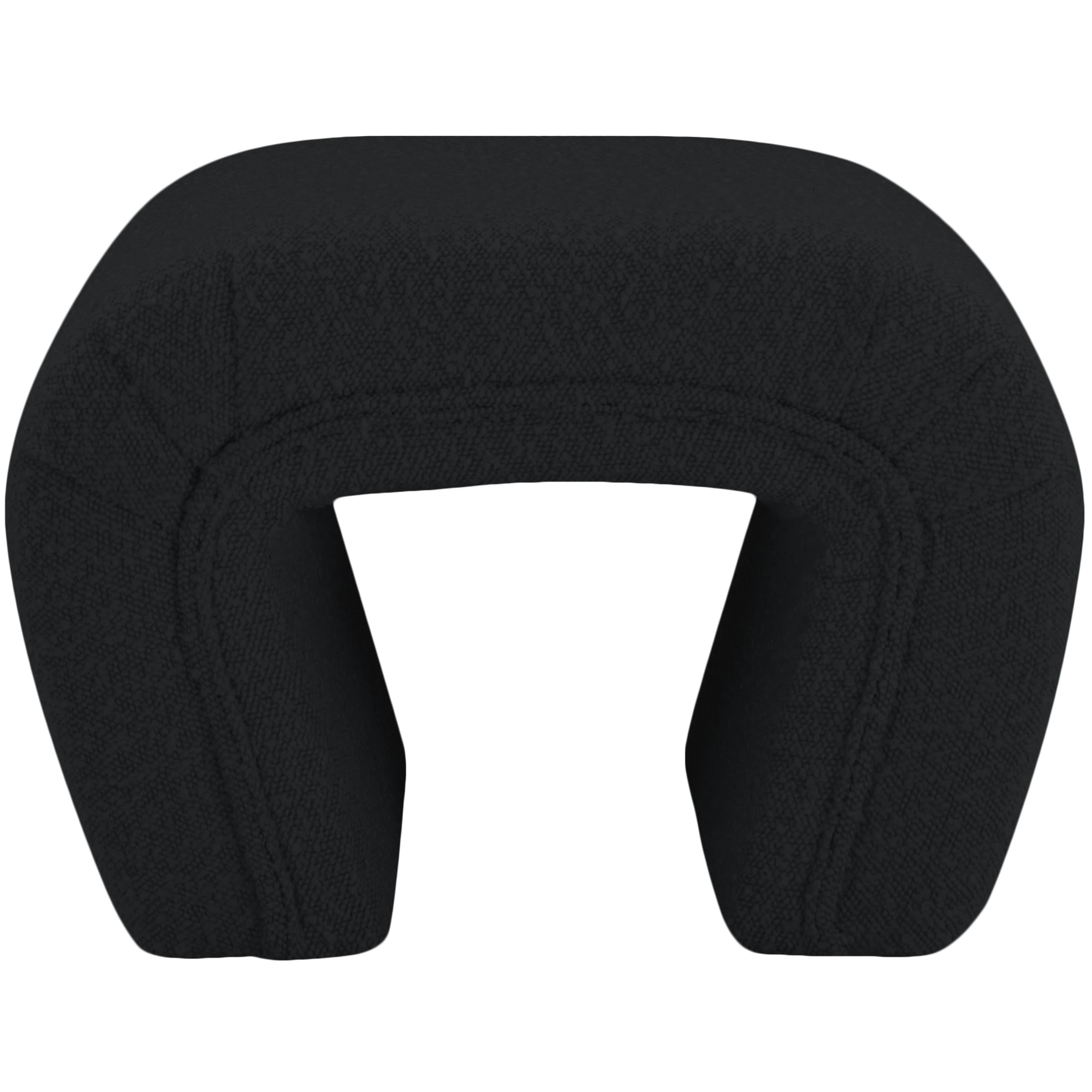 Meridian Odelia Black Boucle Fabric Bench