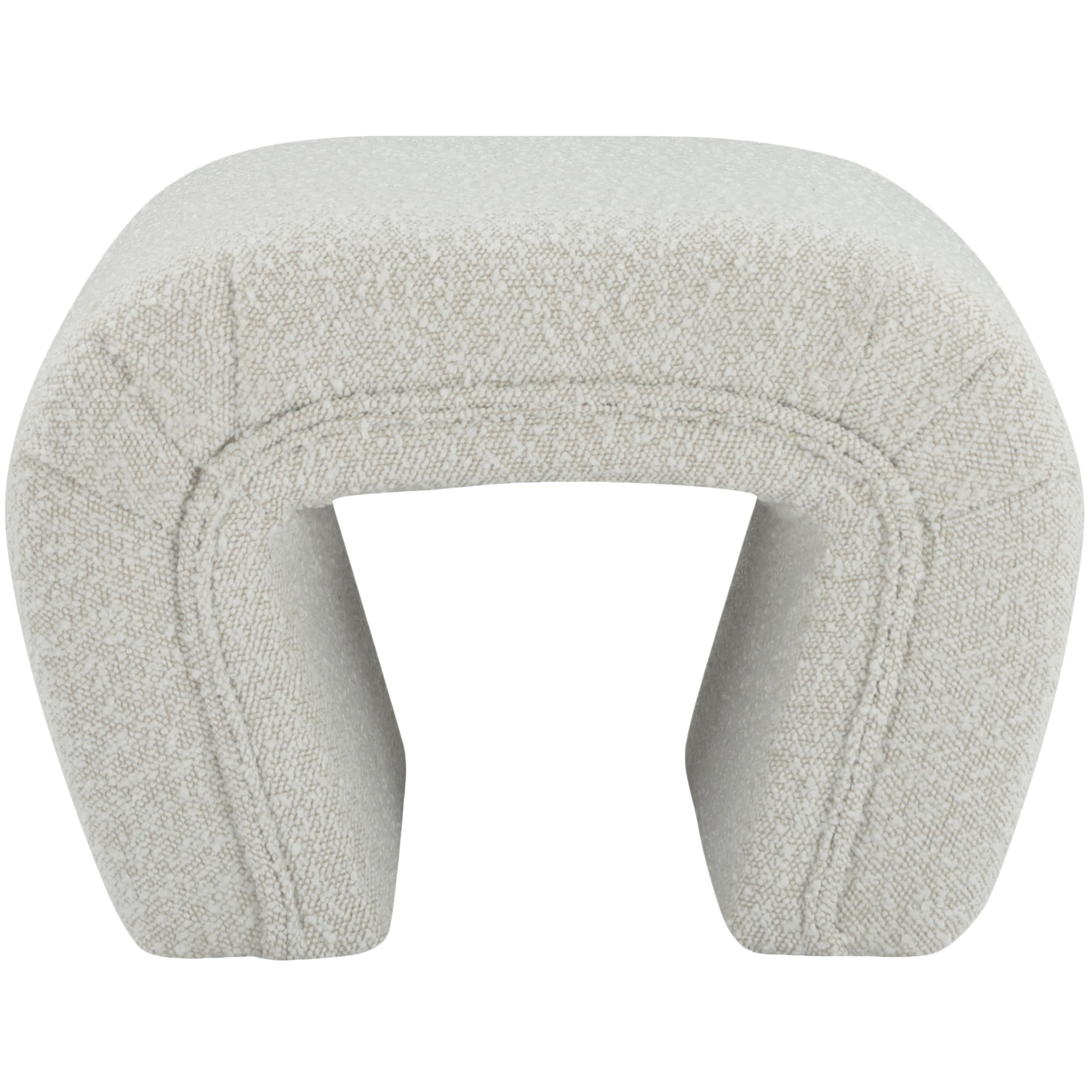 Meridian Odelia Cream Boucle Fabric Bench