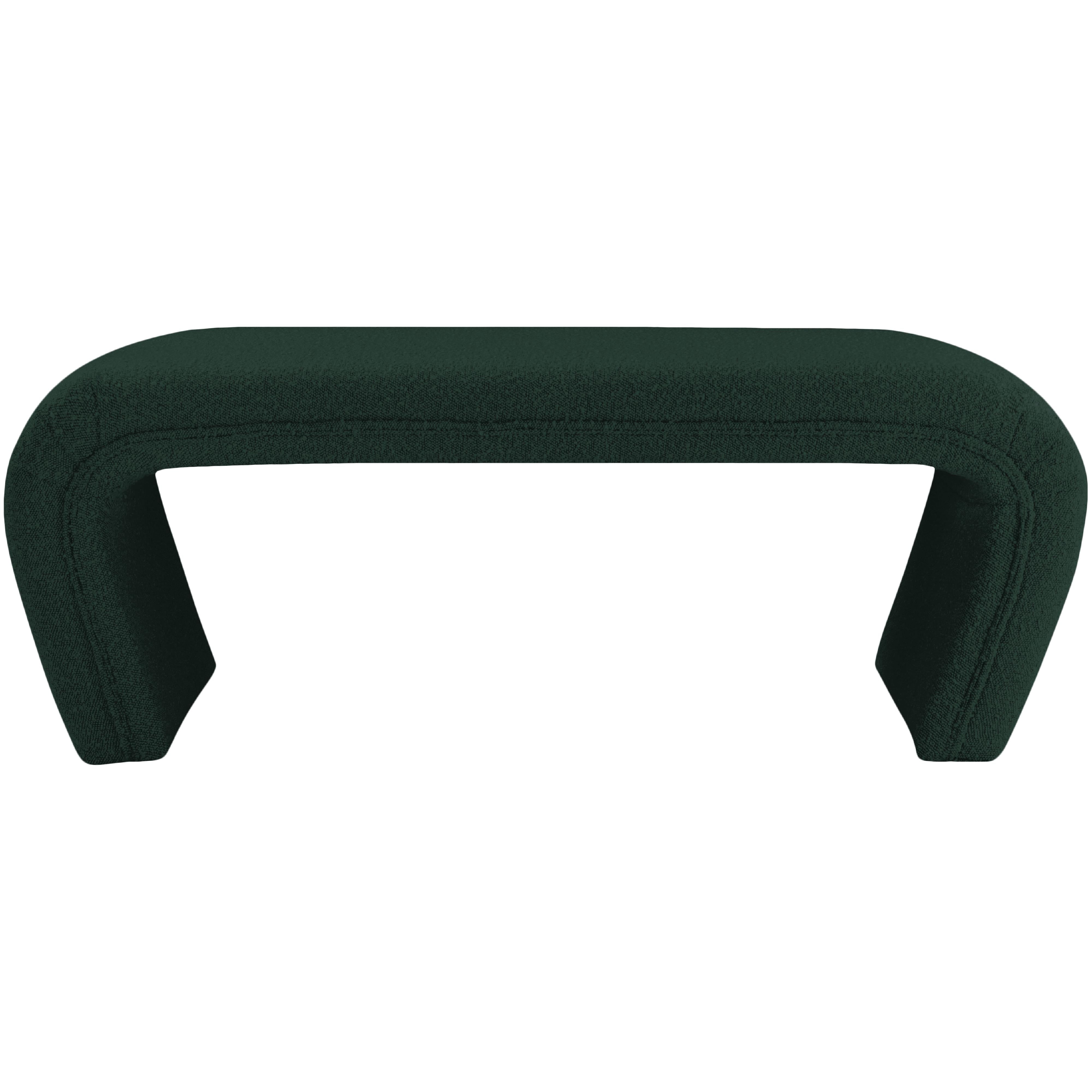 Meridian Odelia Green Boucle Fabric Bench