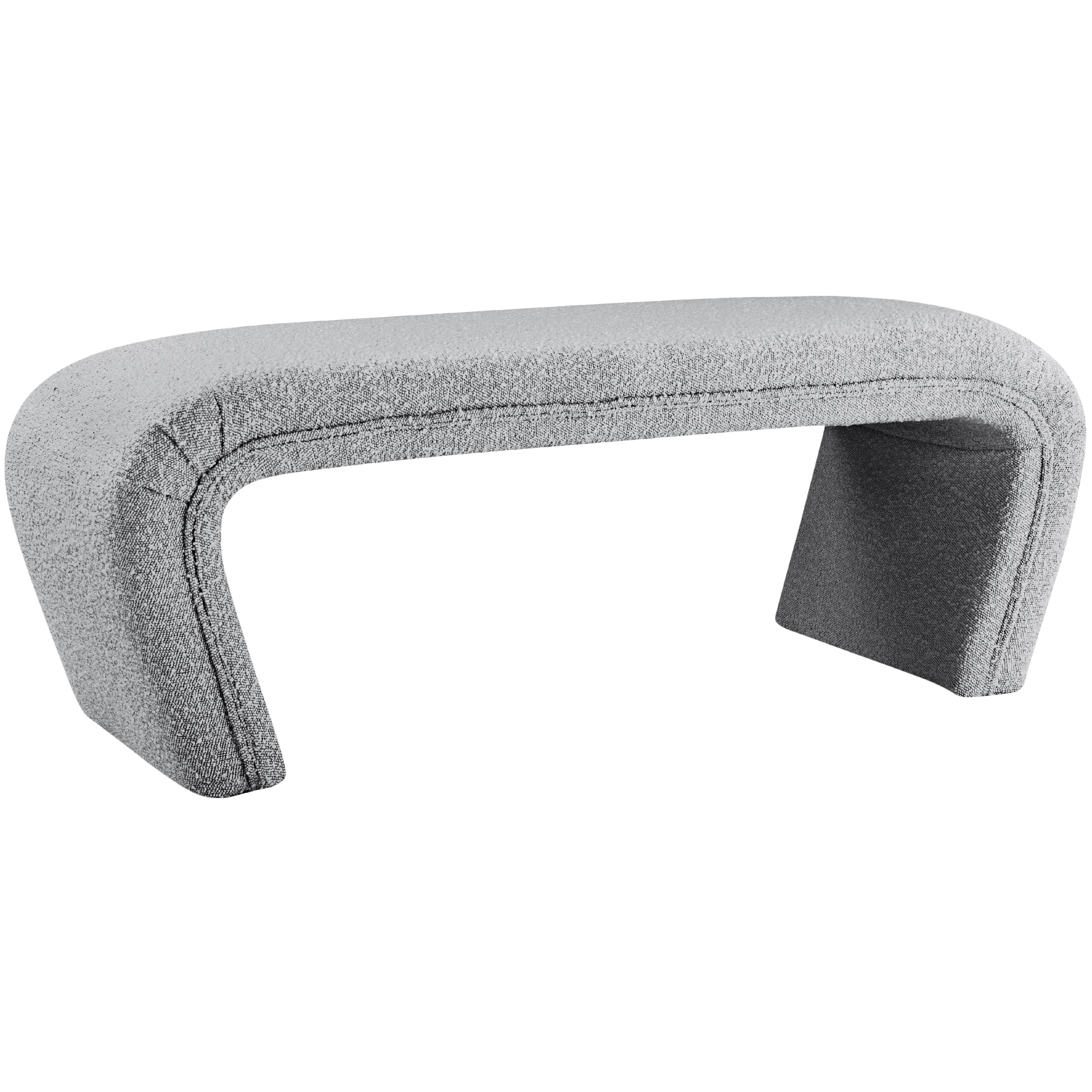 Meridian Odelia Grey Boucle Fabric Bench