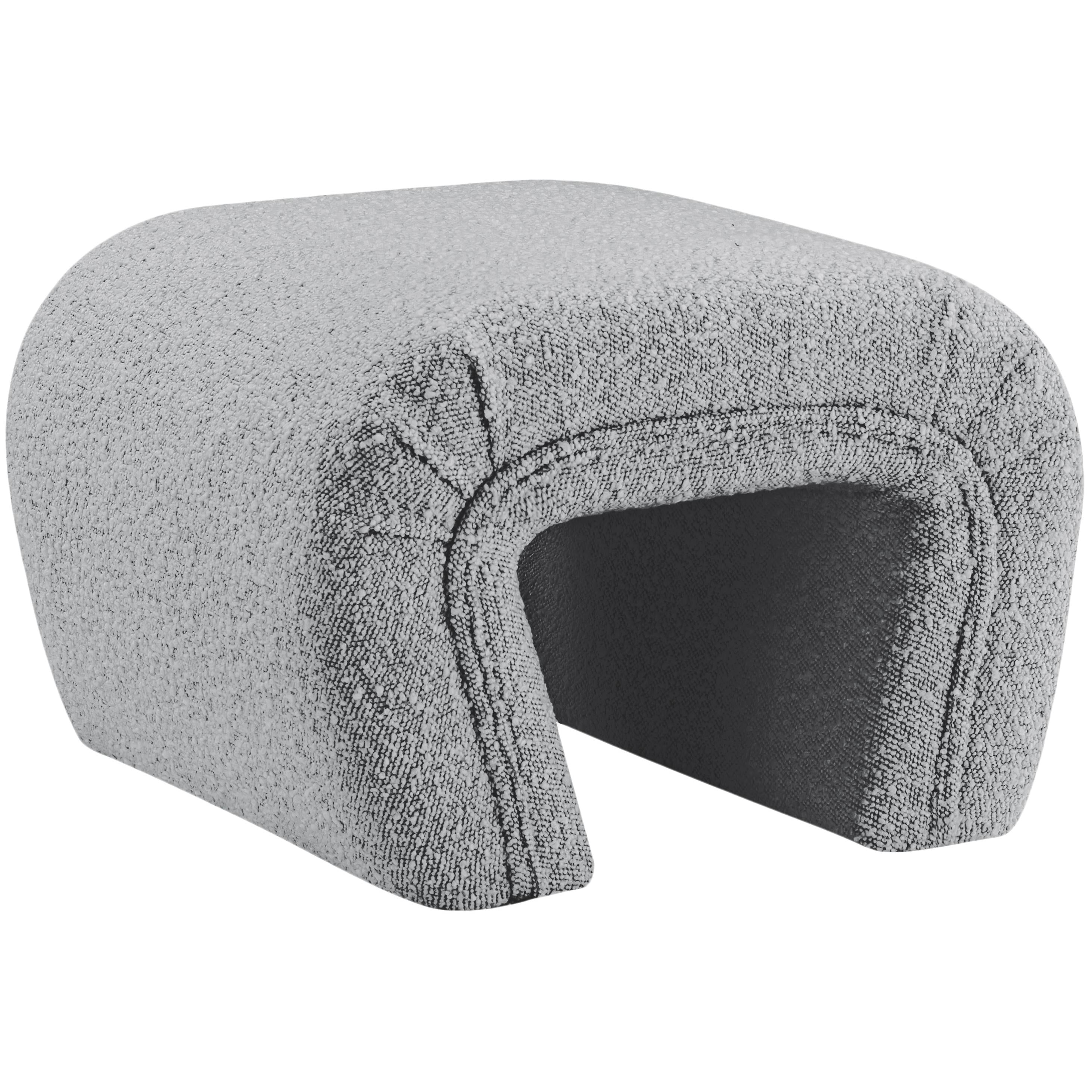 Meridian Odelia Grey Boucle Fabric Bench