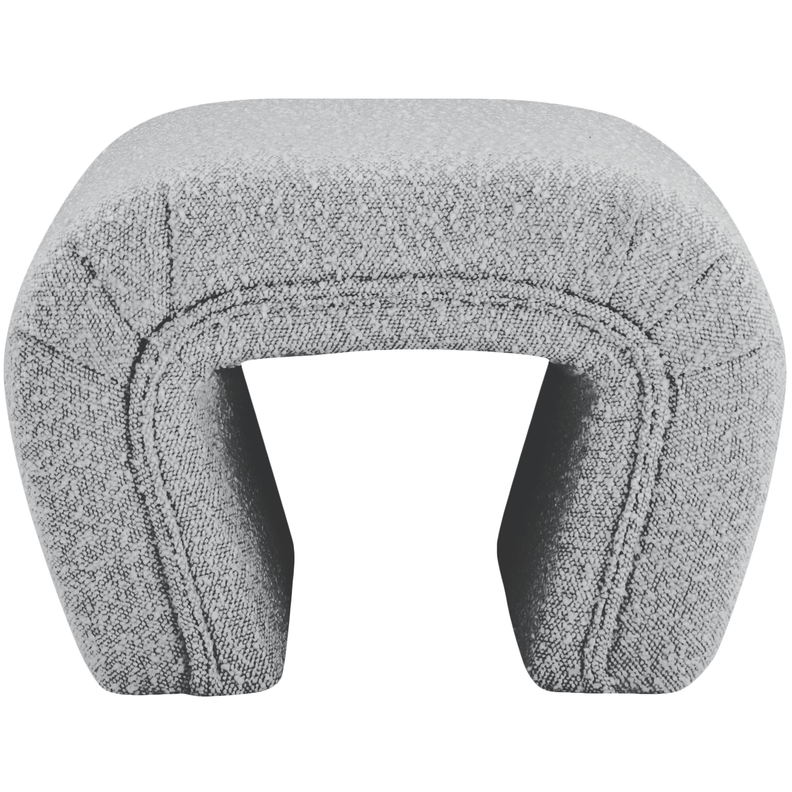 Meridian Odelia Grey Boucle Fabric Bench