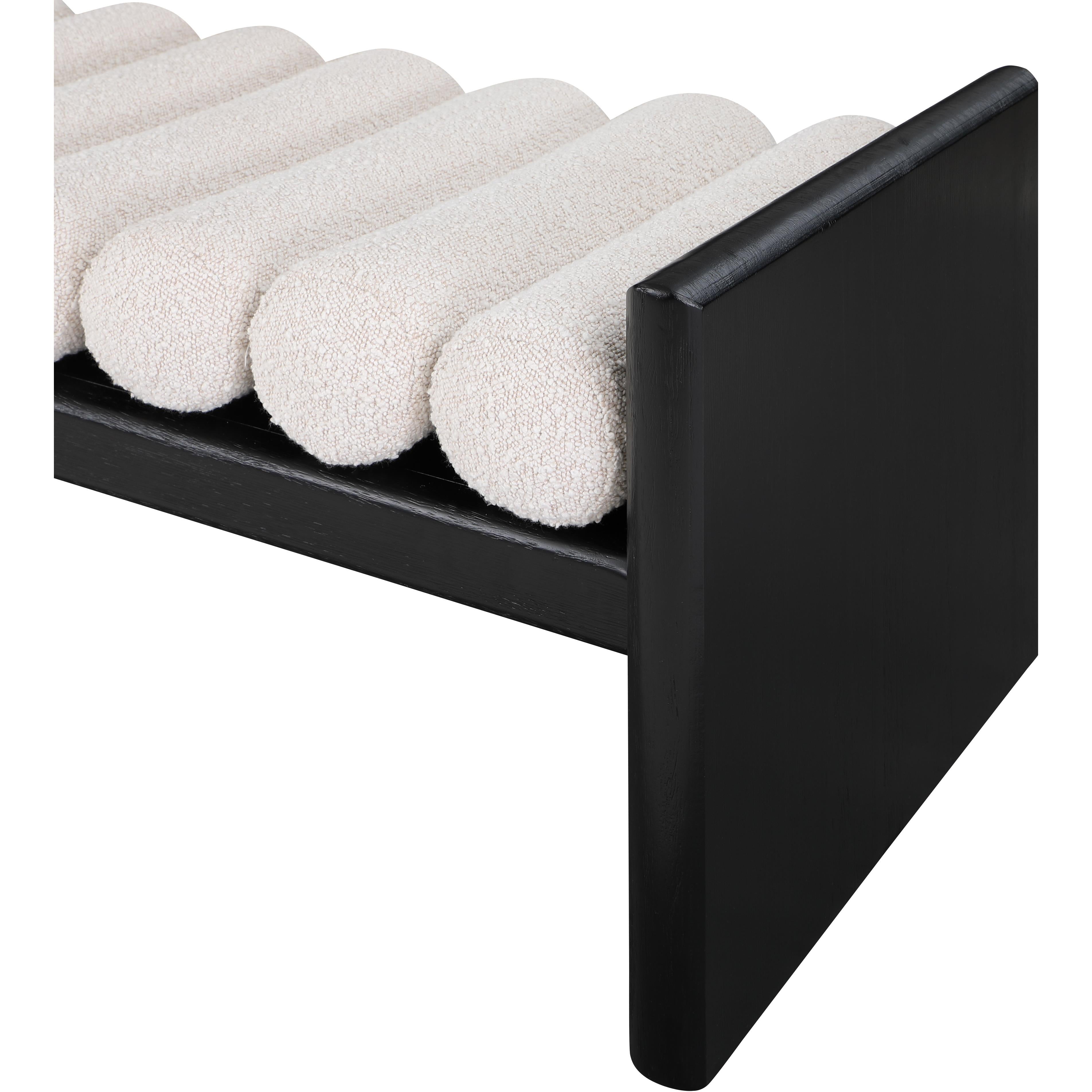 Meridian Waverly Cream Boucle Fabric Bench