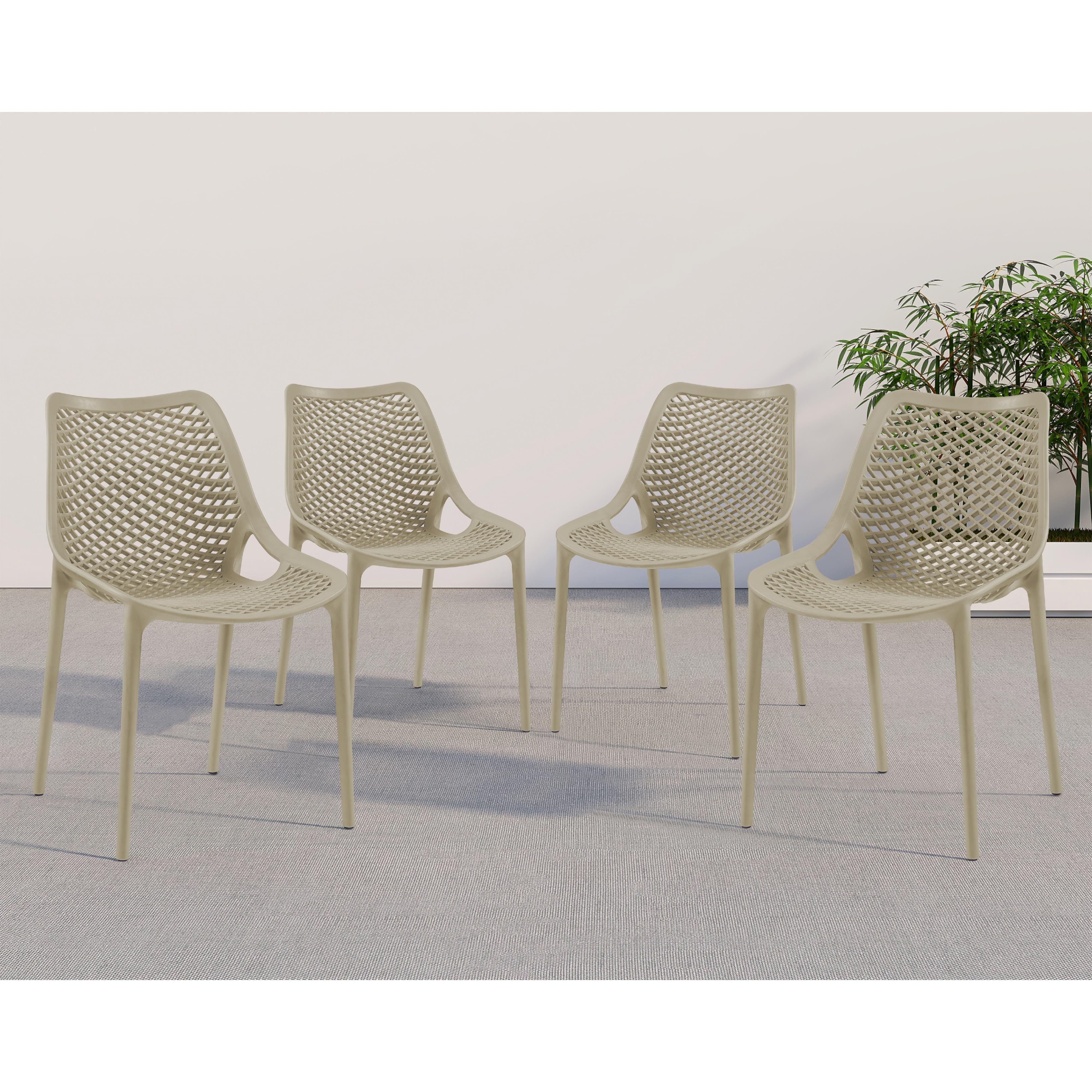 Meridian Mykonos Taupe Outdoor Patio Dining Chair