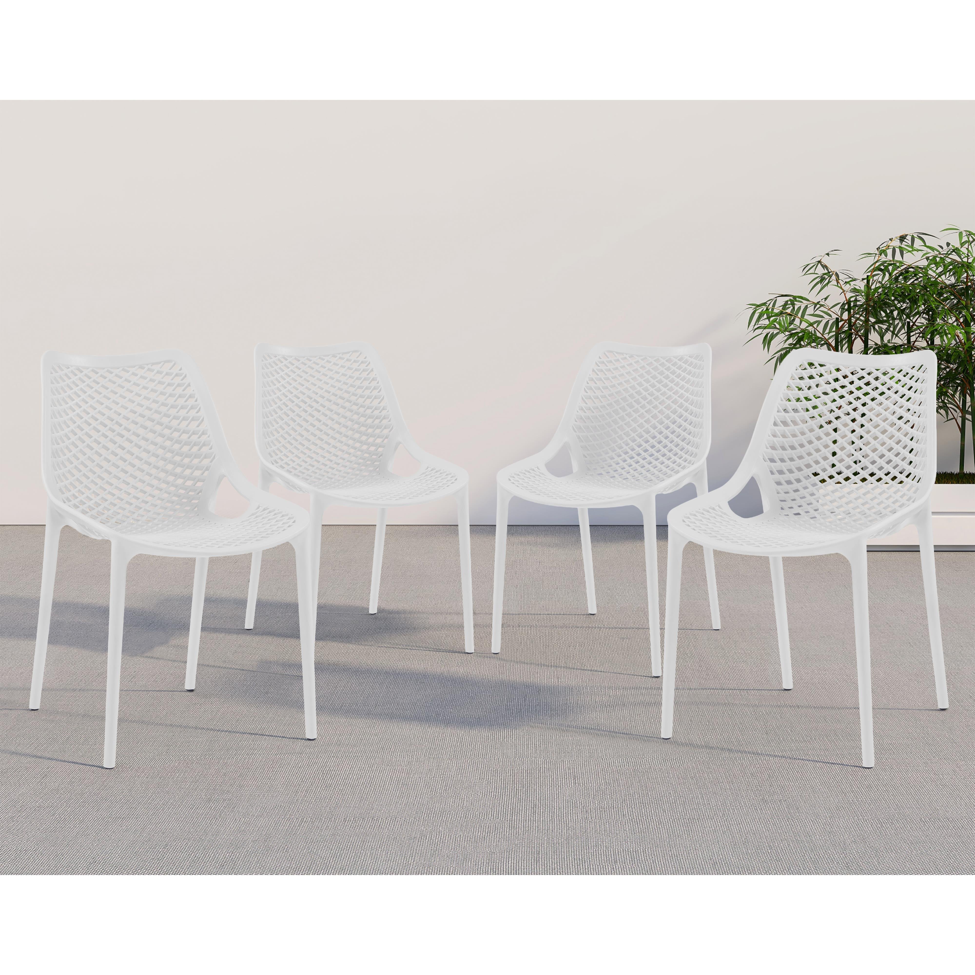 Meridian Mykonos White Outdoor Patio Dining Chair