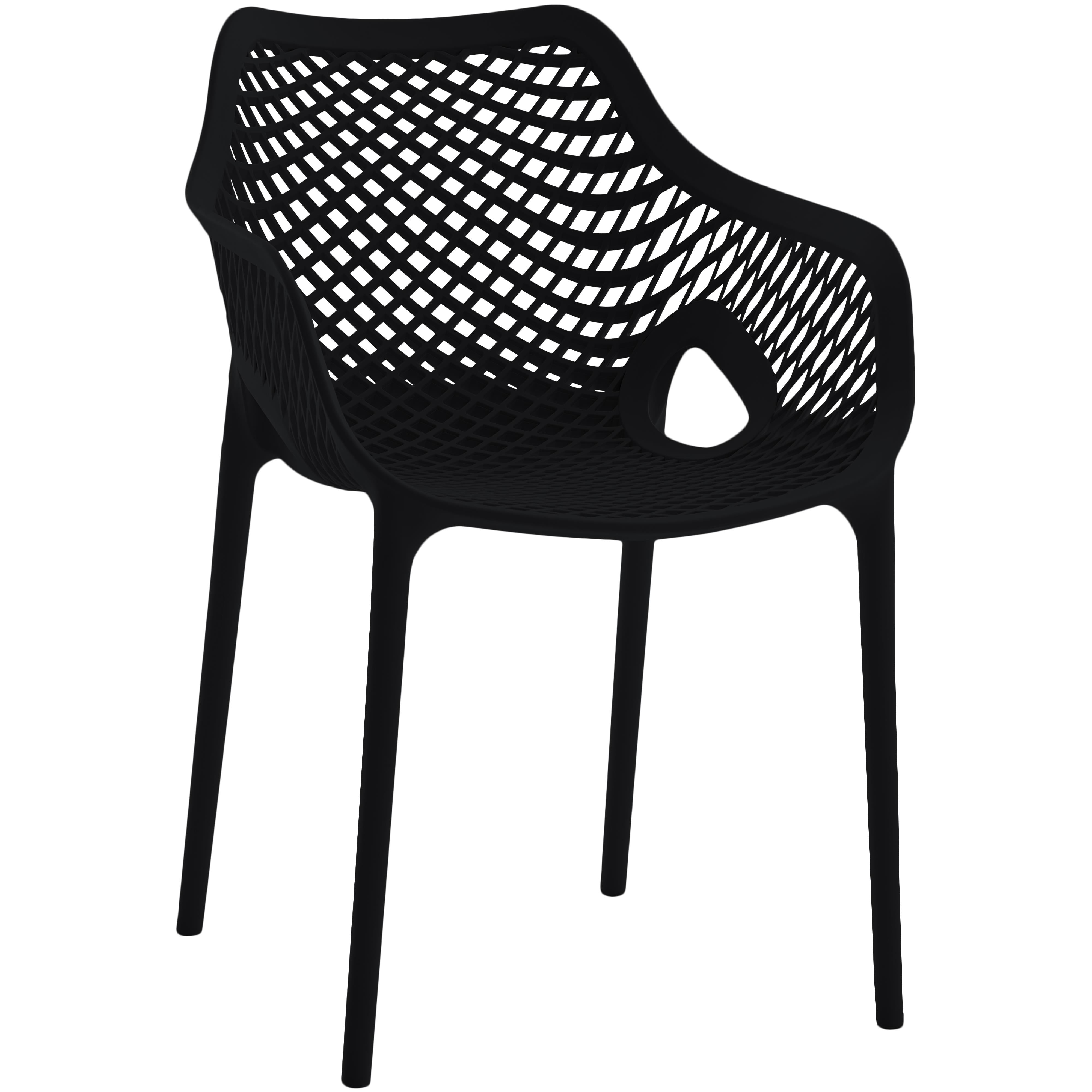Meridian Mykonos Black Outdoor Patio Dining Chair