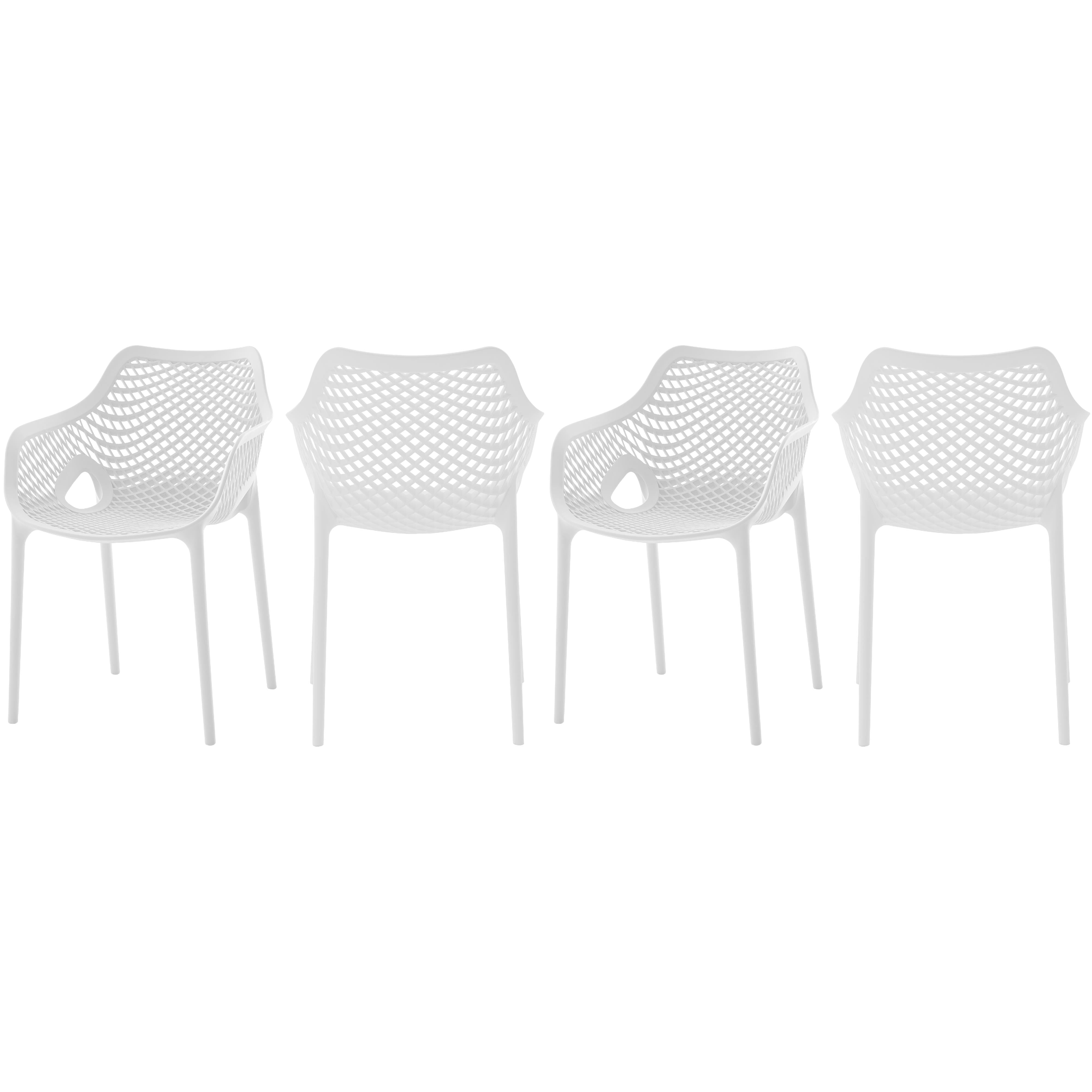Meridian Mykonos White Outdoor Patio Dining Chair