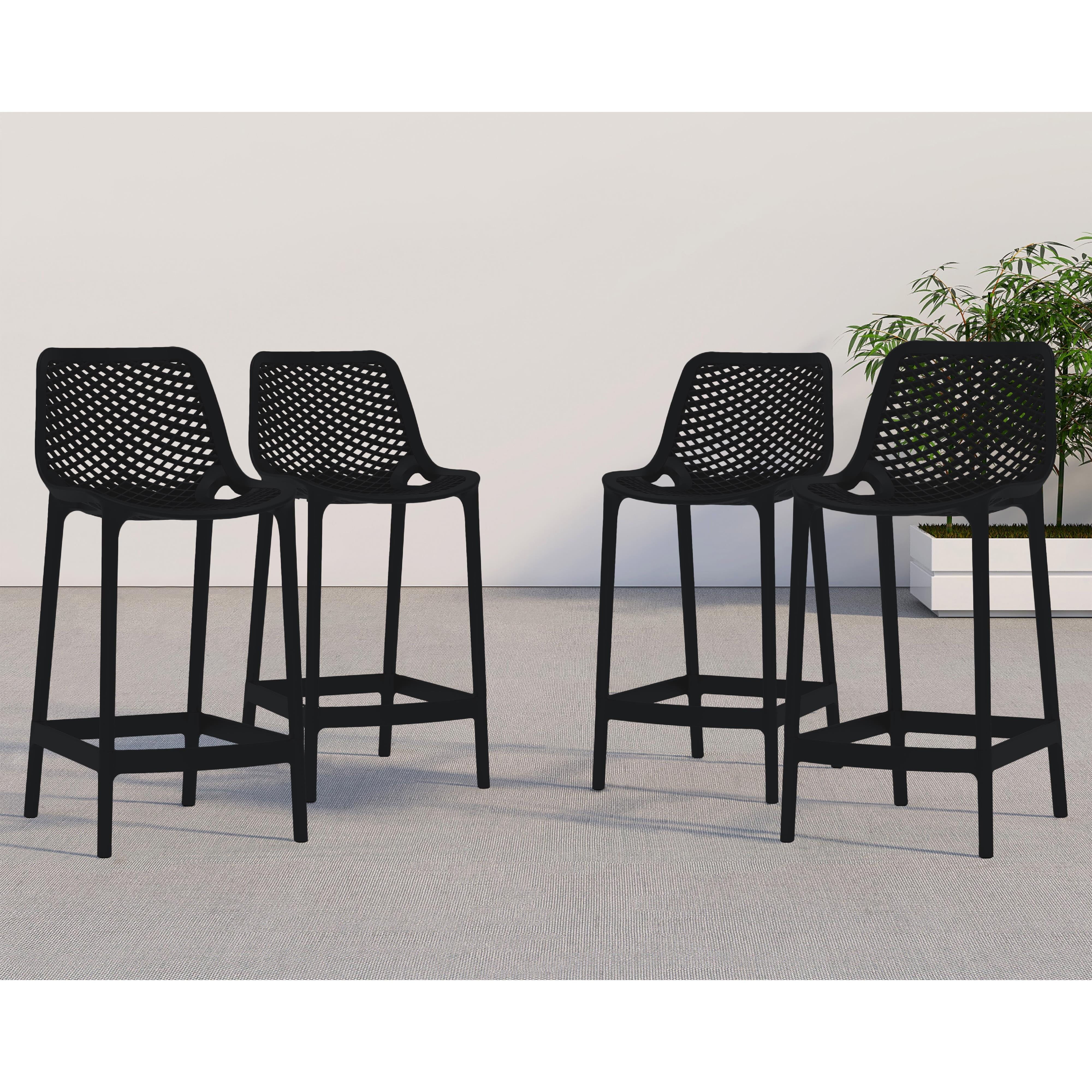 Meridian Mykonos Black Outdoor Patio Stool