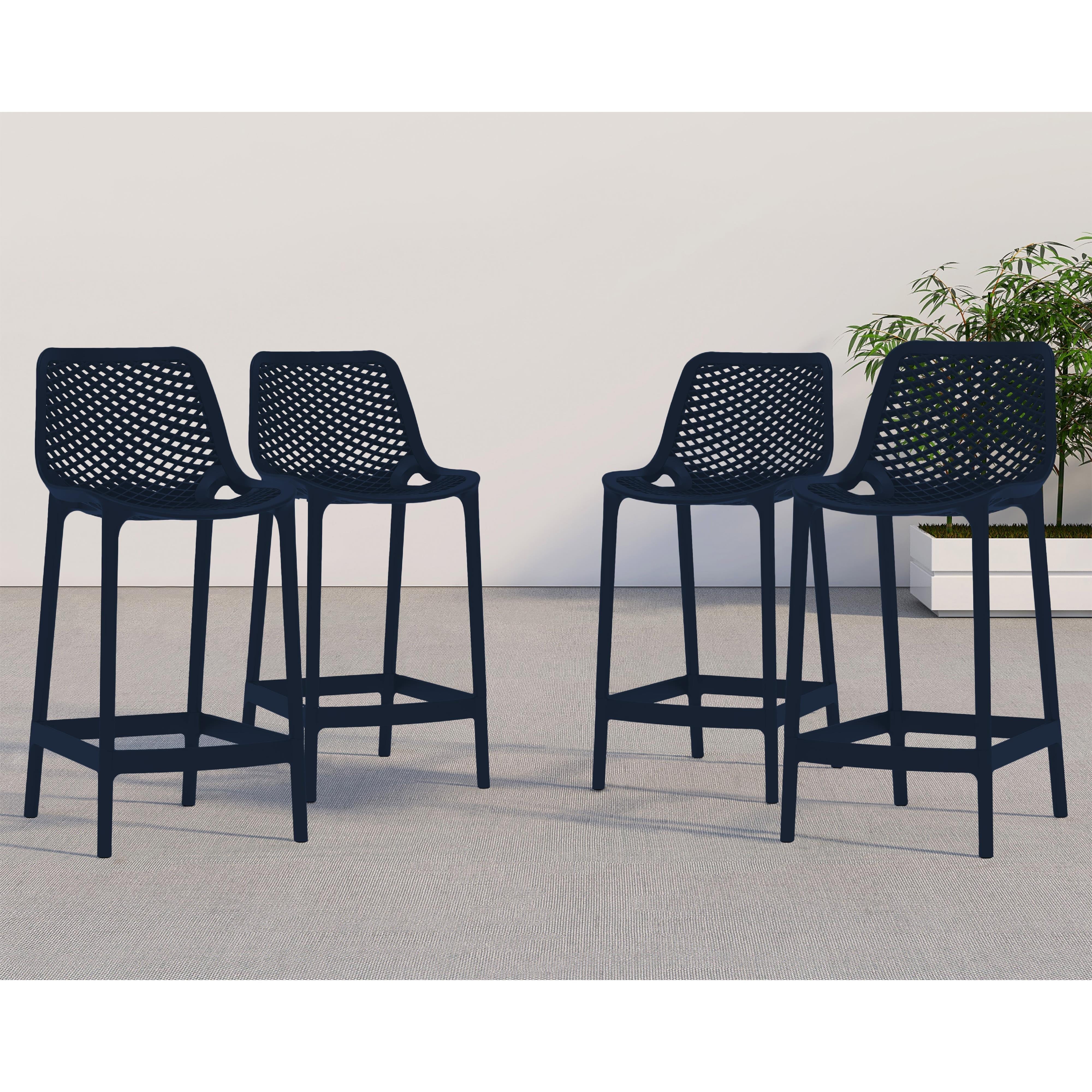 Meridian Mykonos Navy Outdoor Patio Stool
