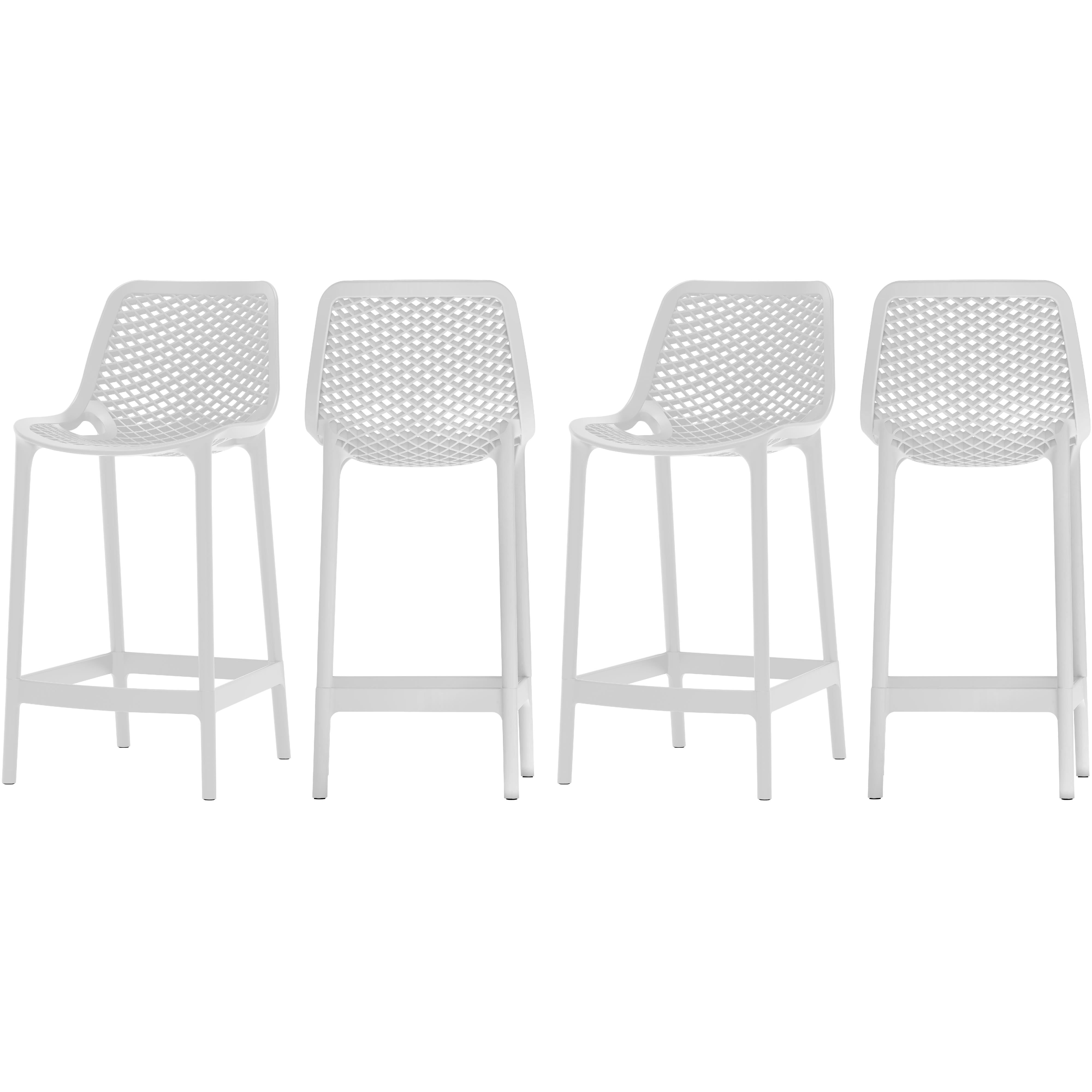 Meridian Mykonos White Outdoor Patio Stool