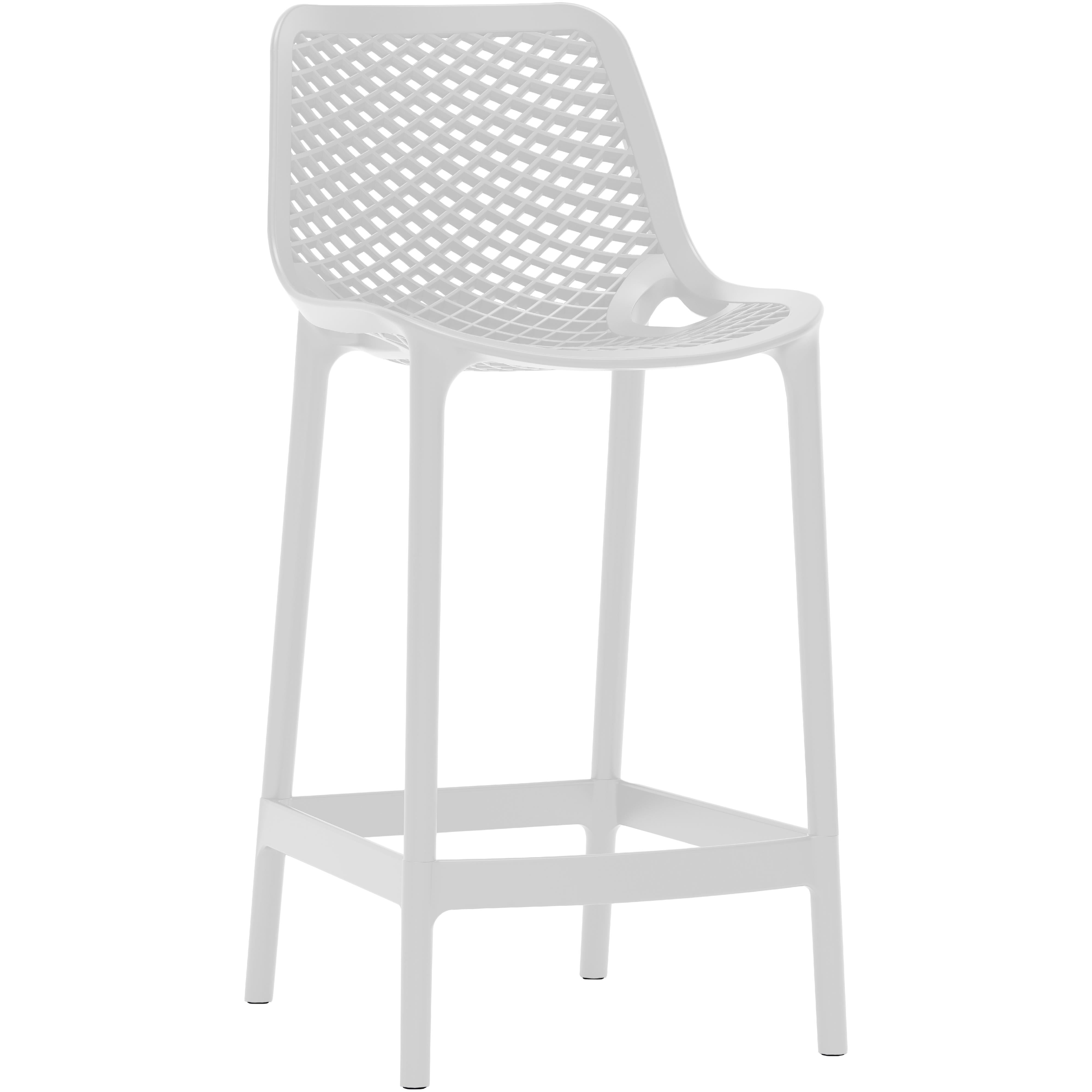 Meridian Mykonos White Outdoor Patio Stool