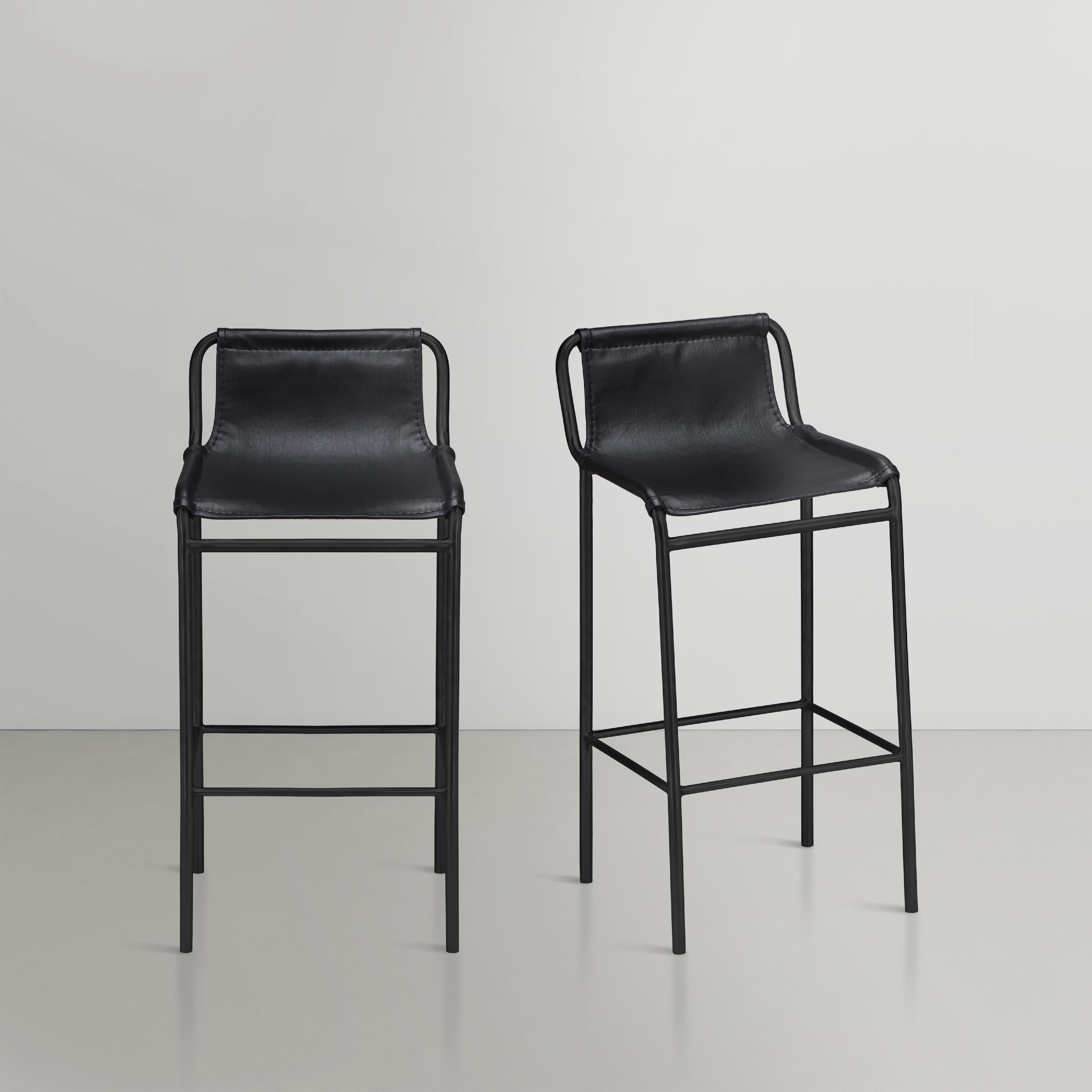 Meridian Dax Black Vegan Leather Counter Stool