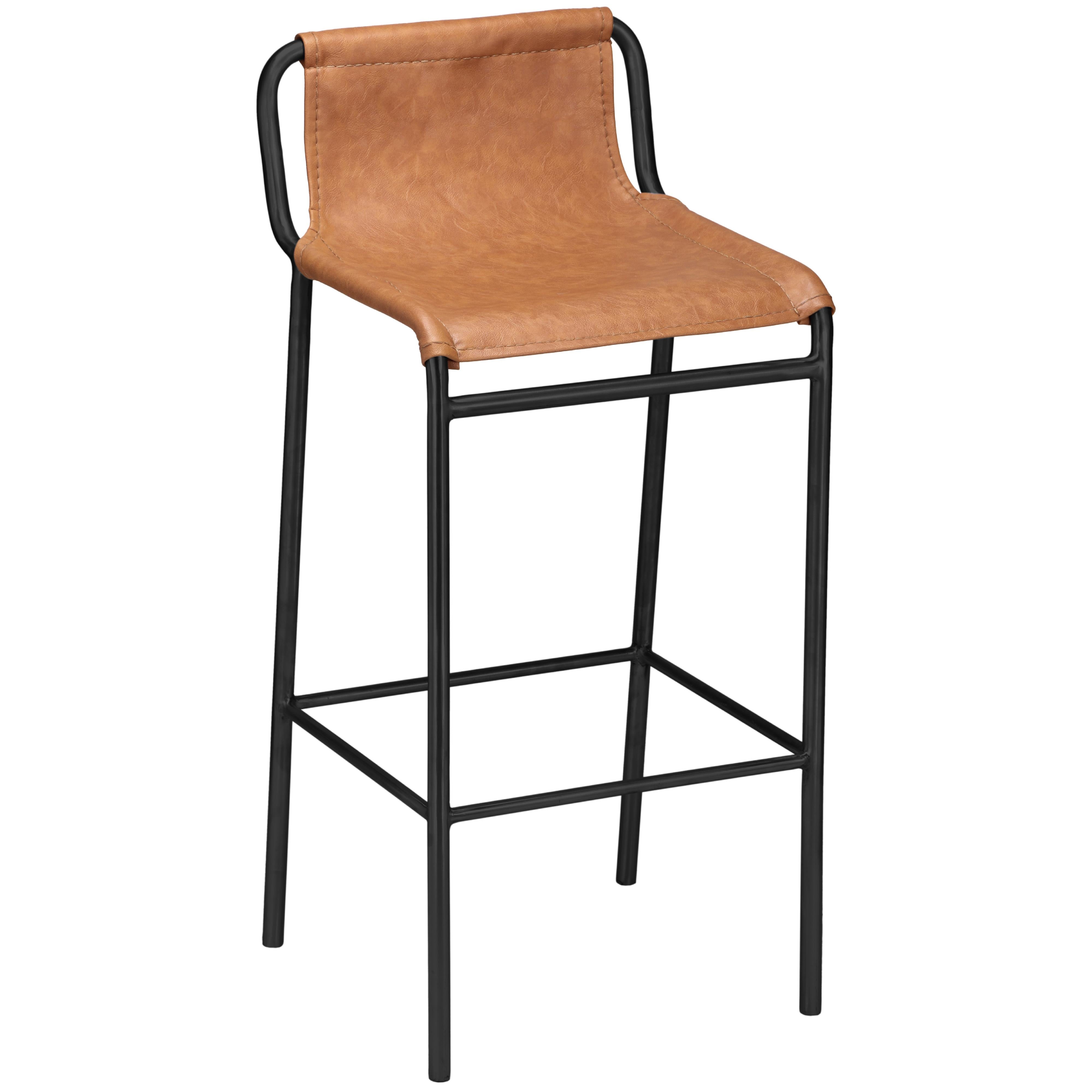 Meridian Dax Cognac Vegan Leather Counter Stool