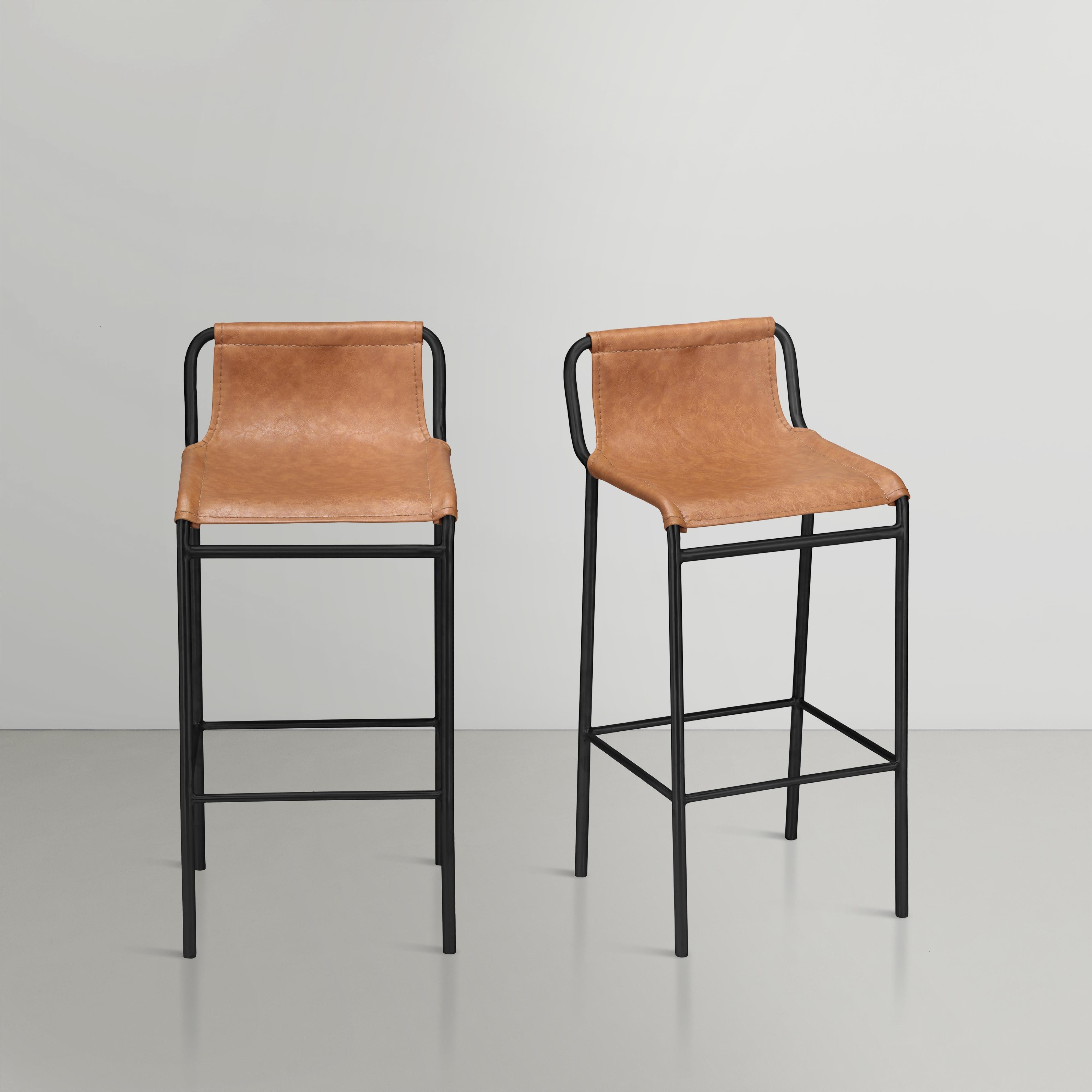 Meridian Dax Cognac Vegan Leather Counter Stool