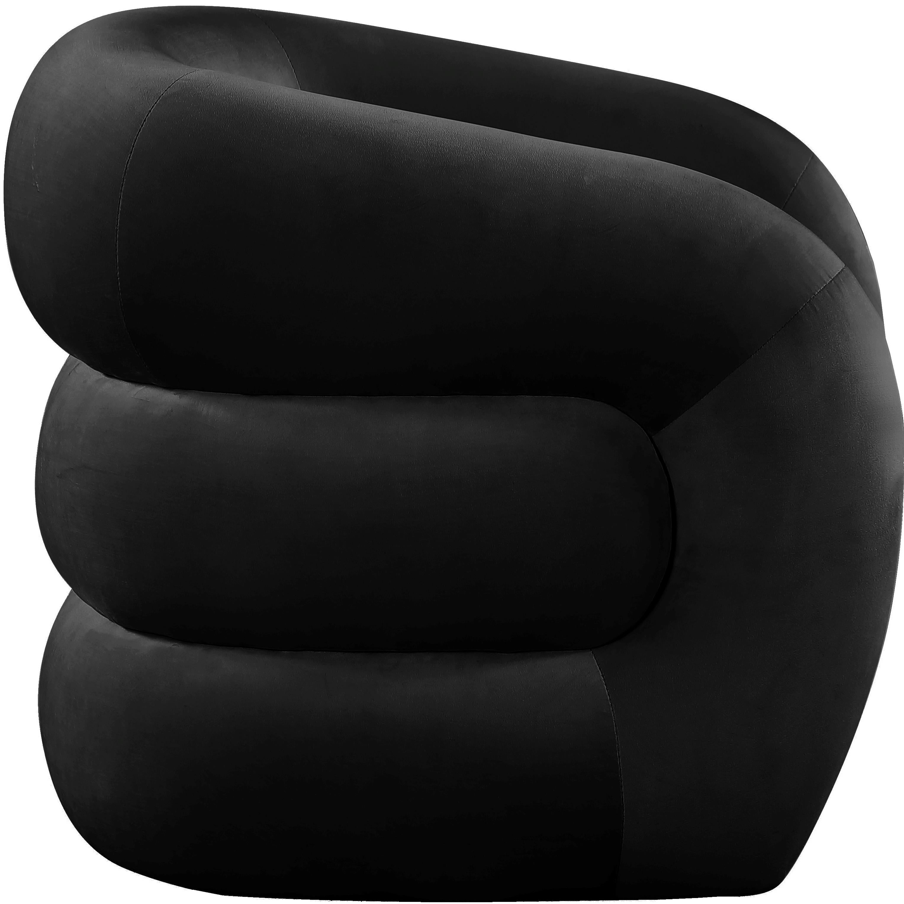 Meridian Roxbury Black Velvet Accent Chair