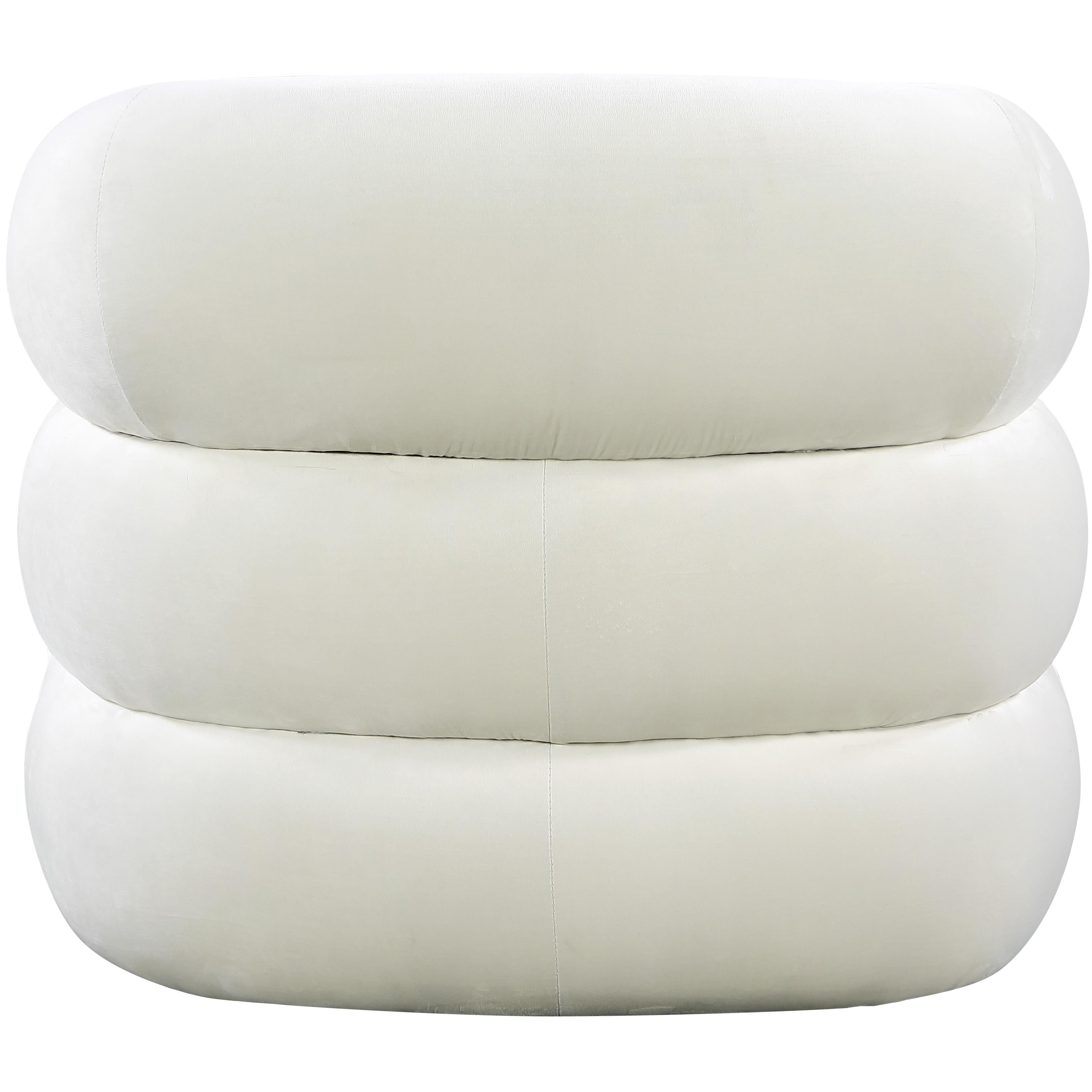 Meridian Roxbury Cream Velvet Accent Chair
