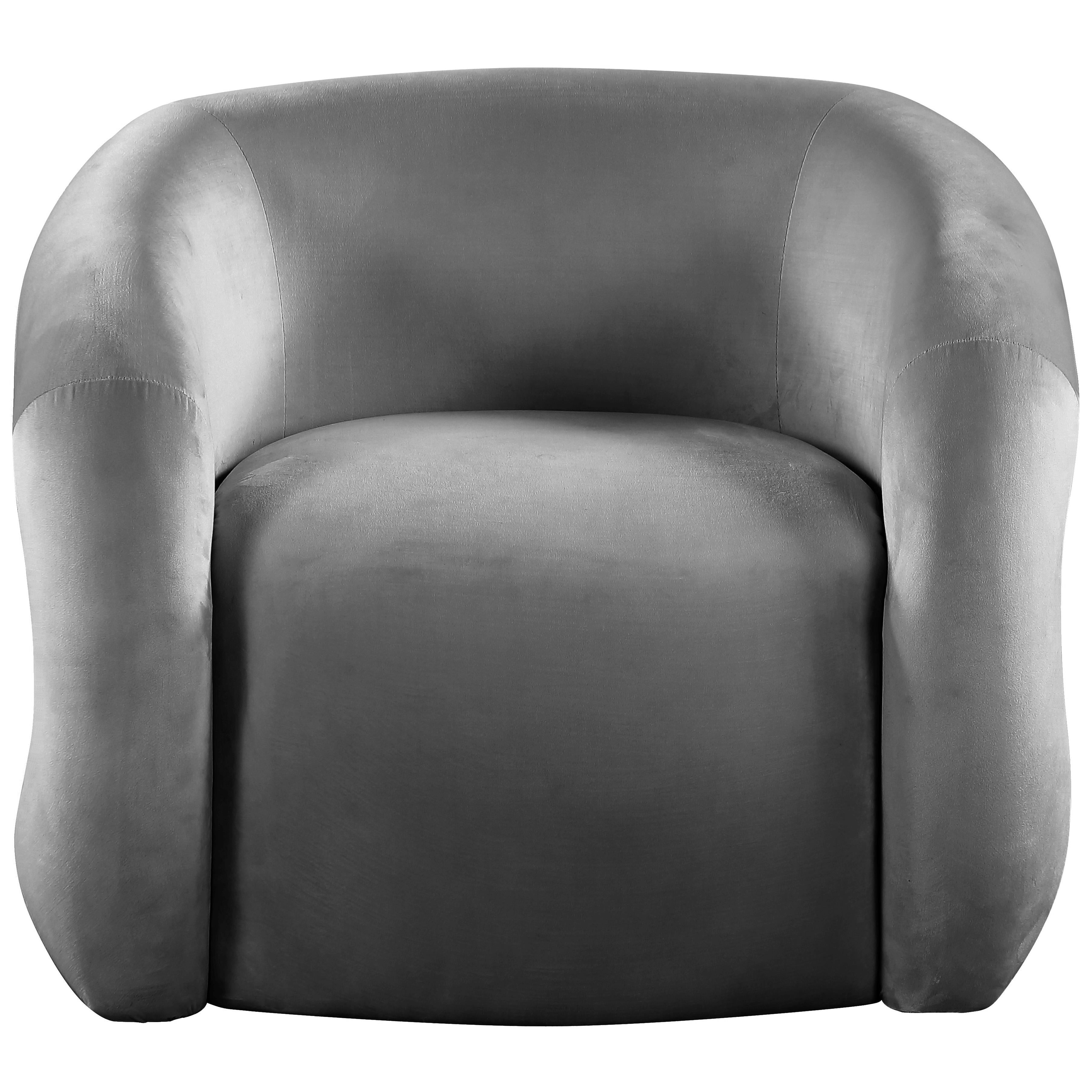 Meridian Roxbury Grey Velvet Accent Chair