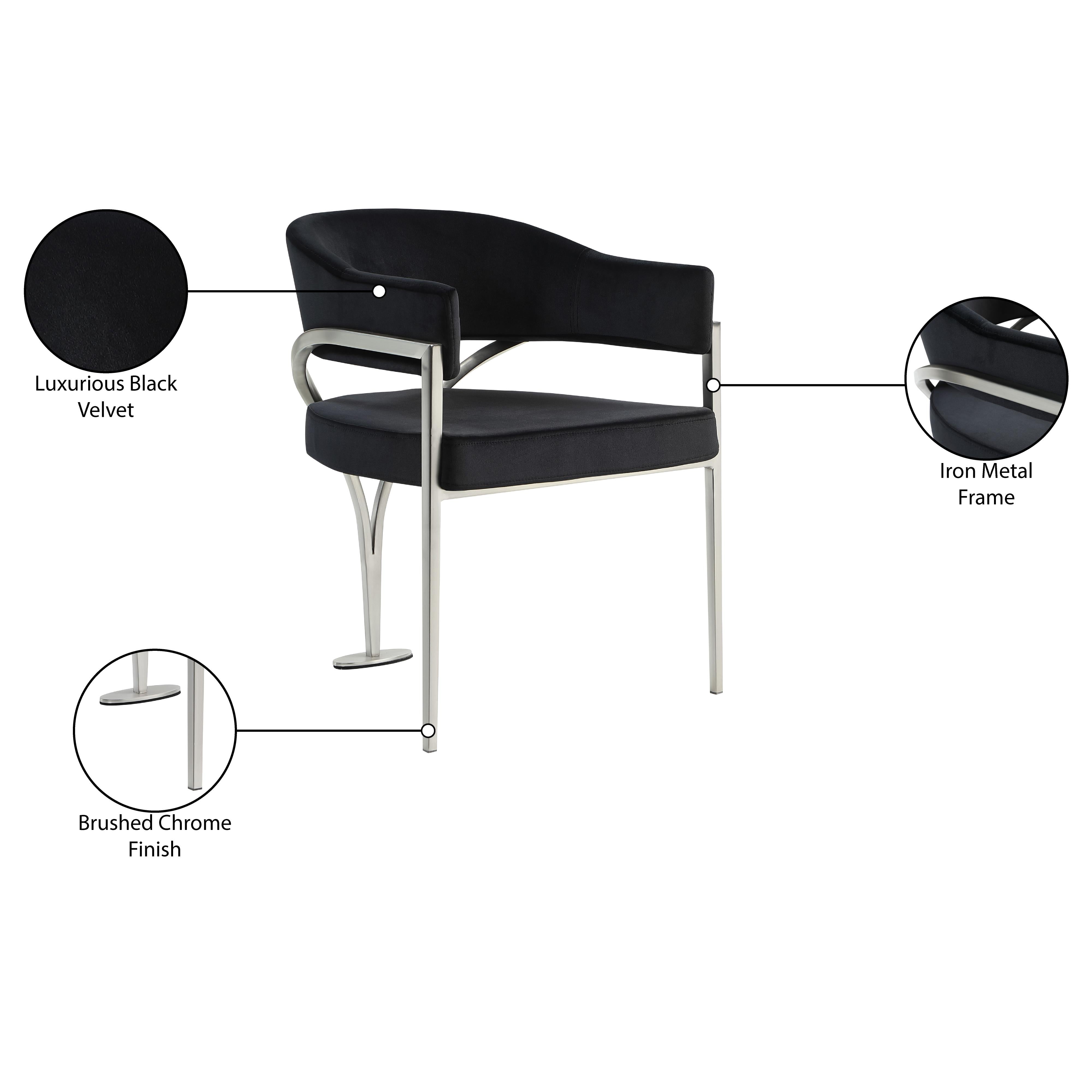 Meridian Madelyn Black Velvet Dining Chair