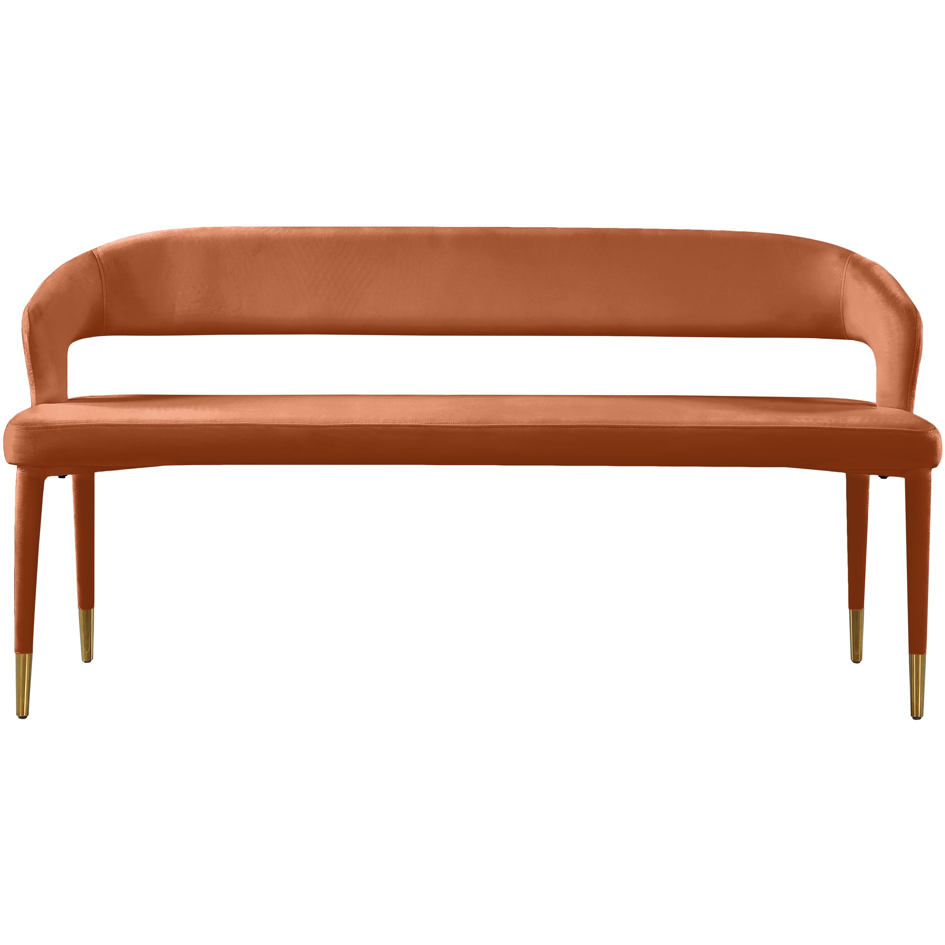 Meridian Destiny Cognac Velvet Bench