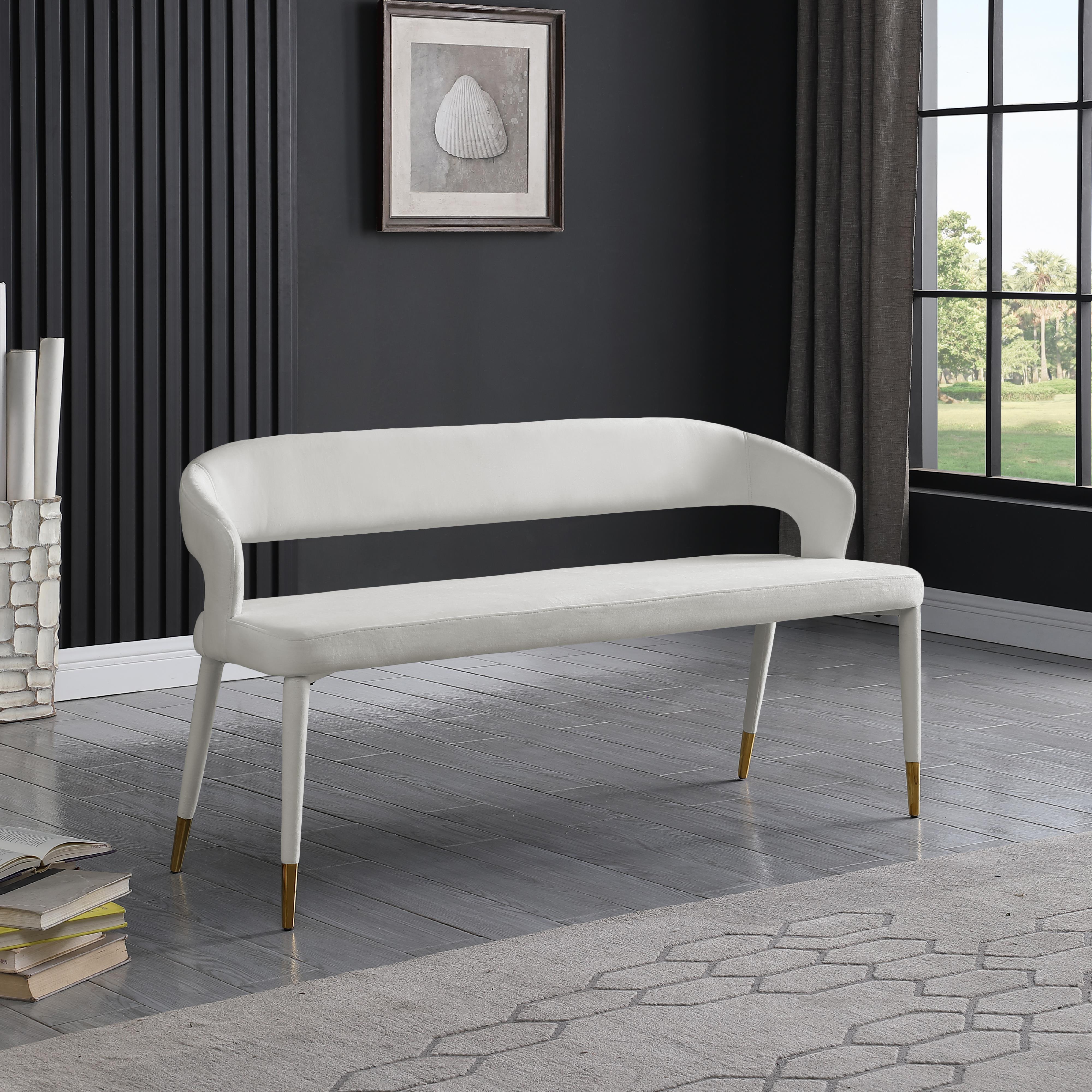 Meridian Destiny Cream Velvet Bench
