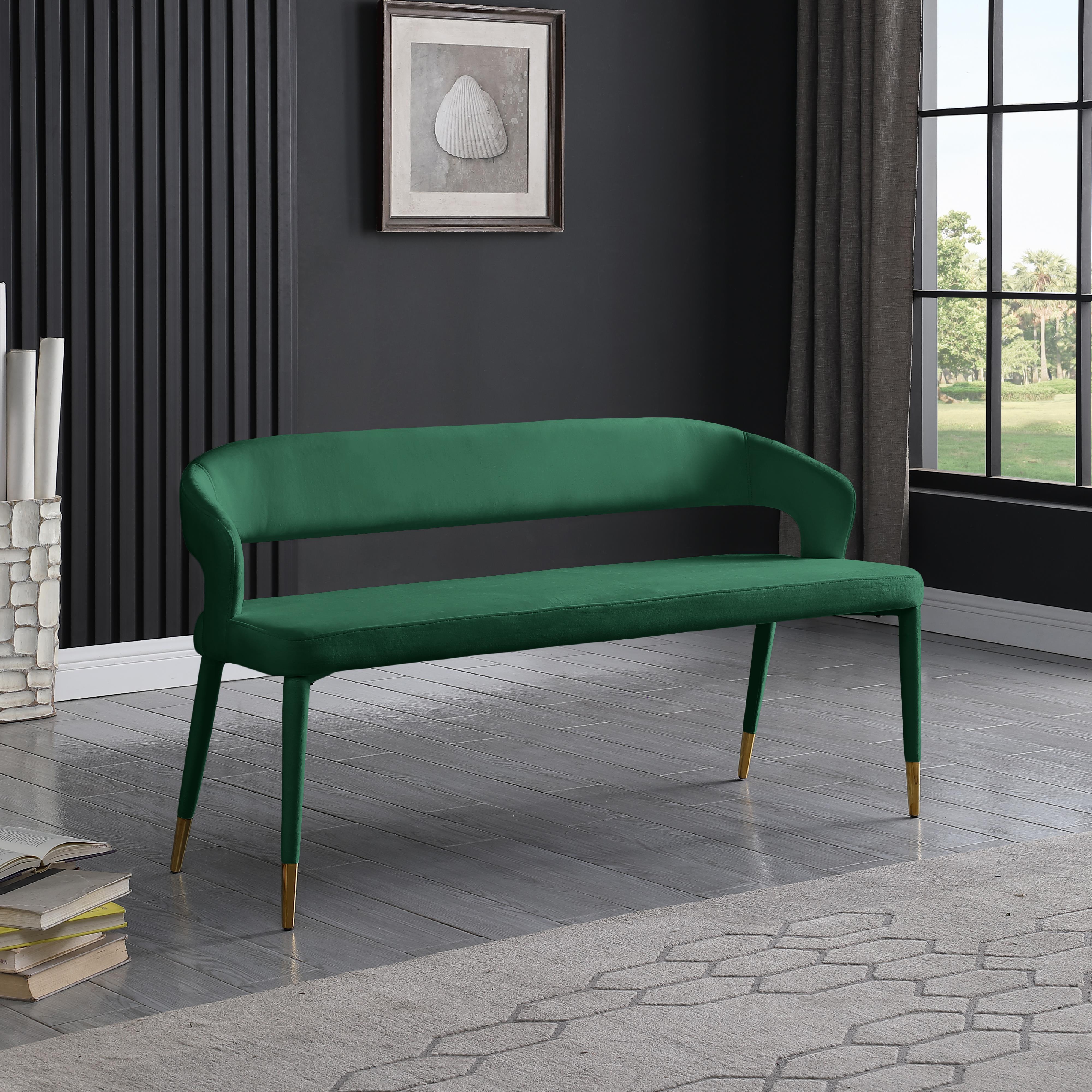Meridian Destiny Green Velvet Bench