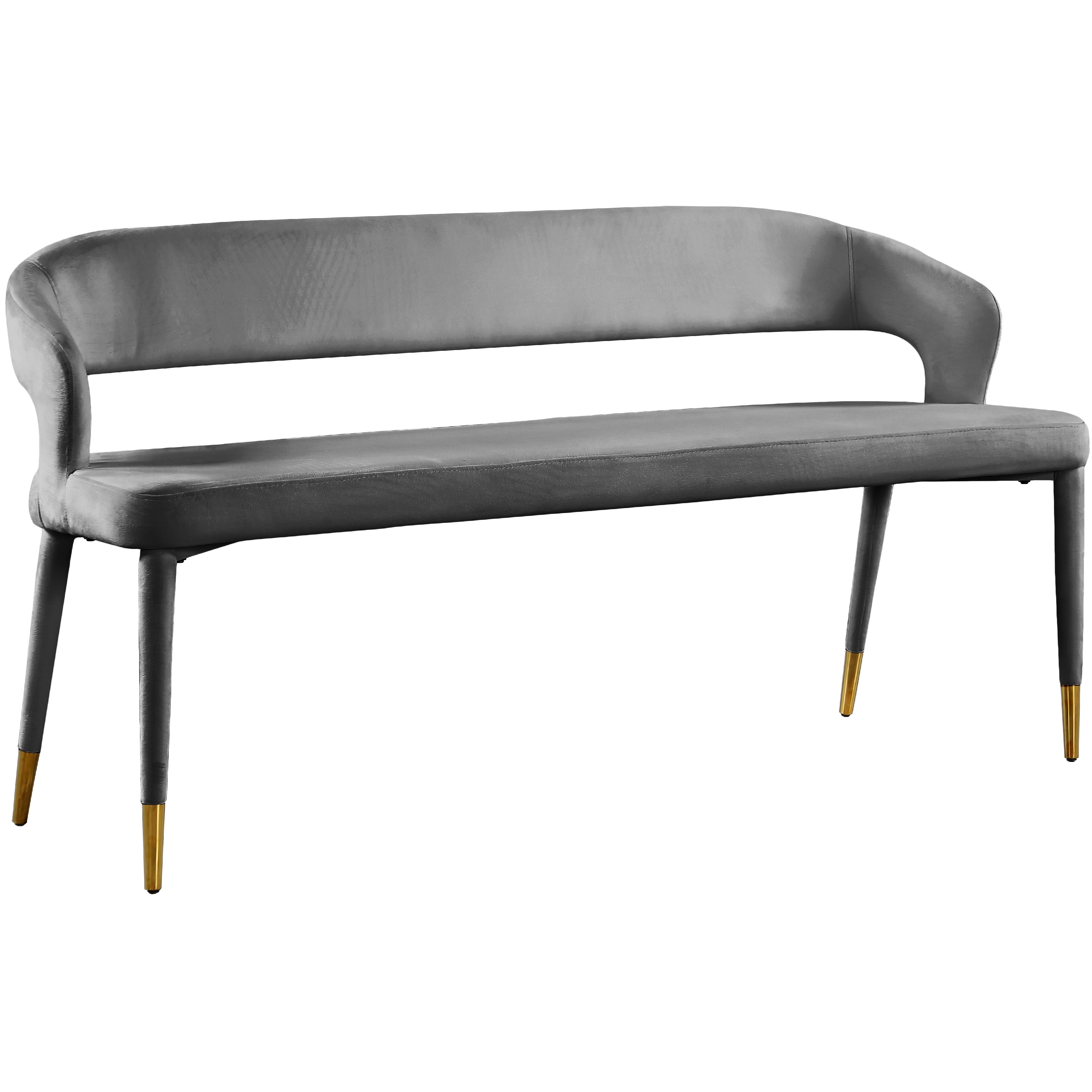 Meridian Destiny Grey Velvet Bench