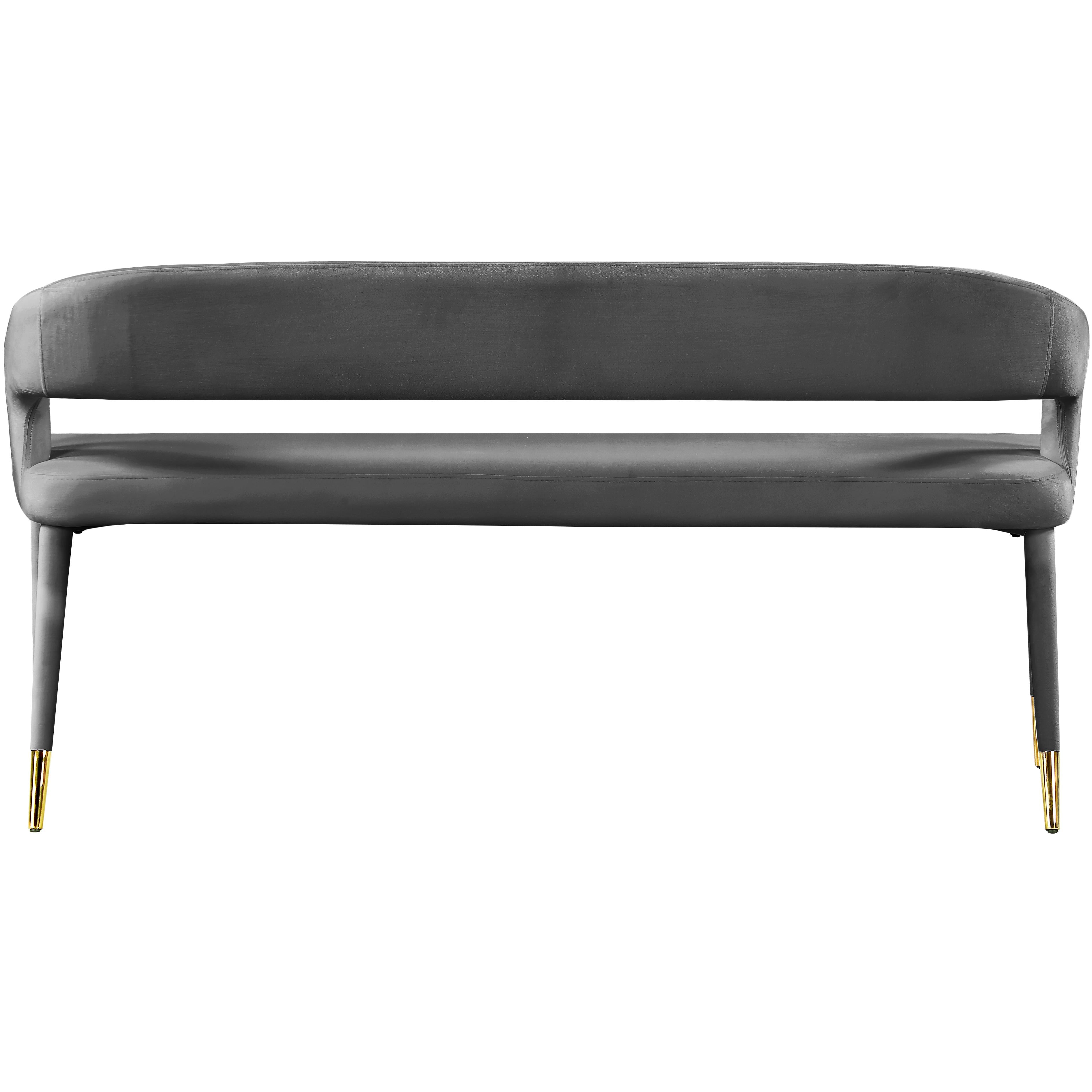 Meridian Destiny Grey Velvet Bench