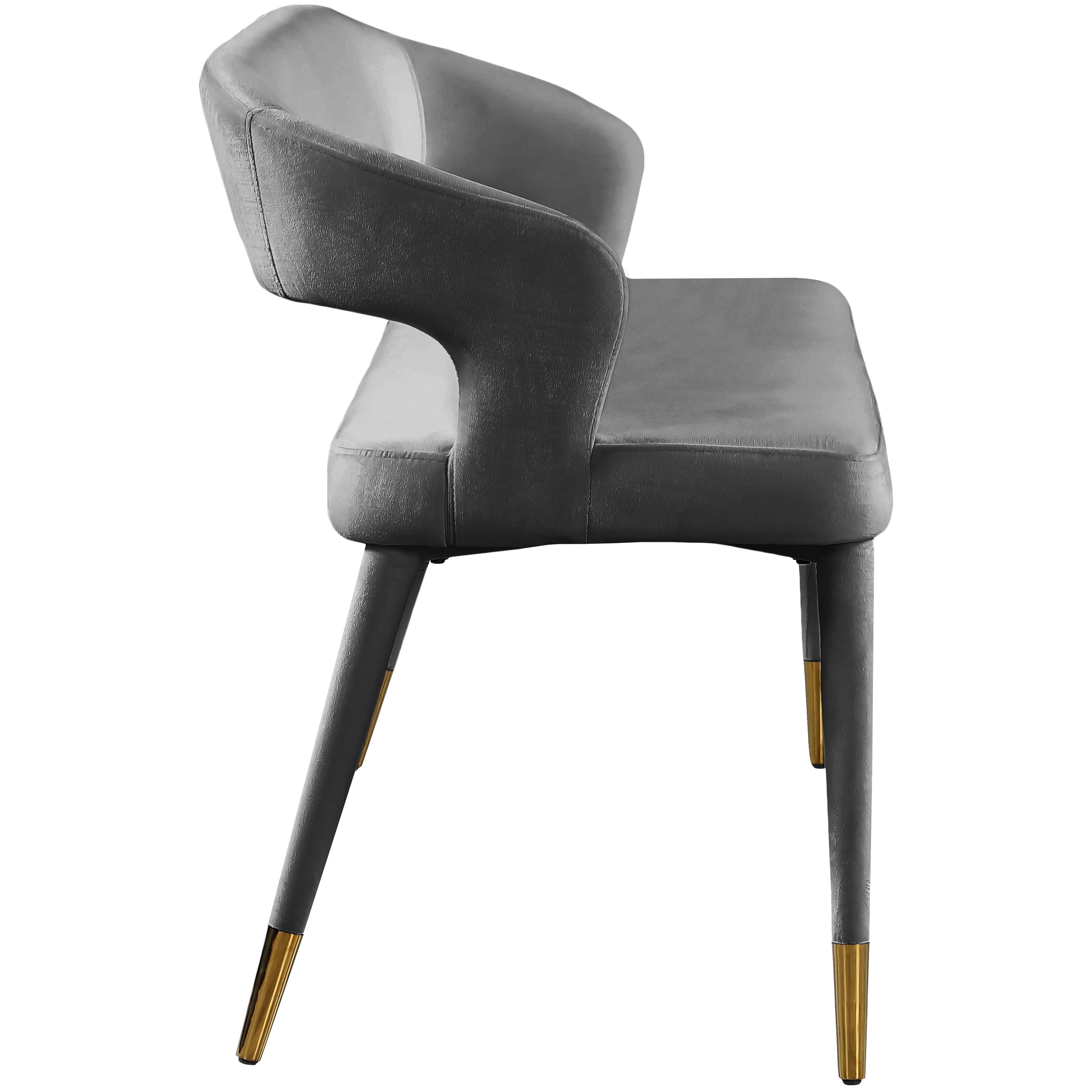 Meridian Destiny Grey Velvet Bench