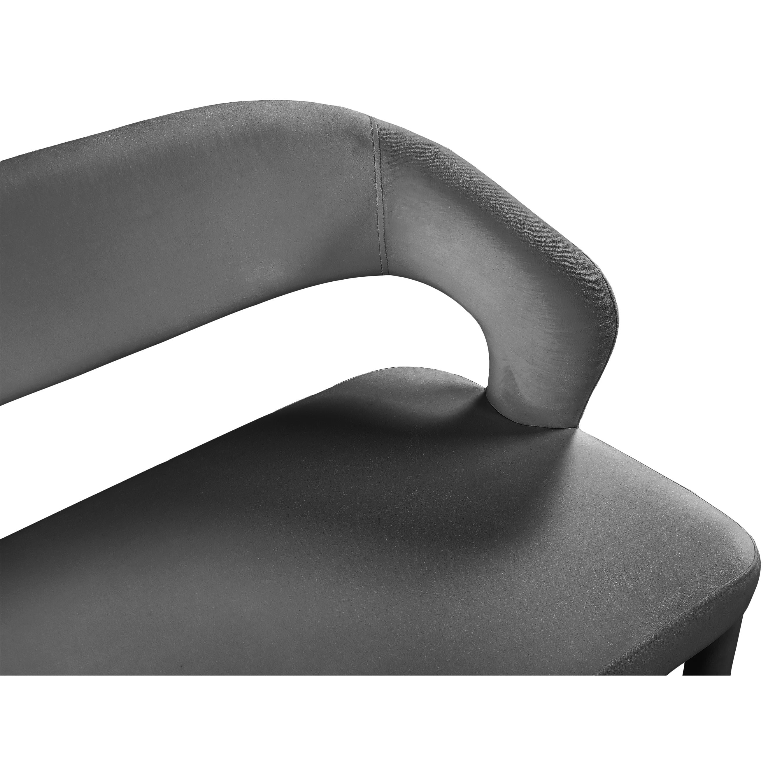 Meridian Destiny Grey Velvet Bench