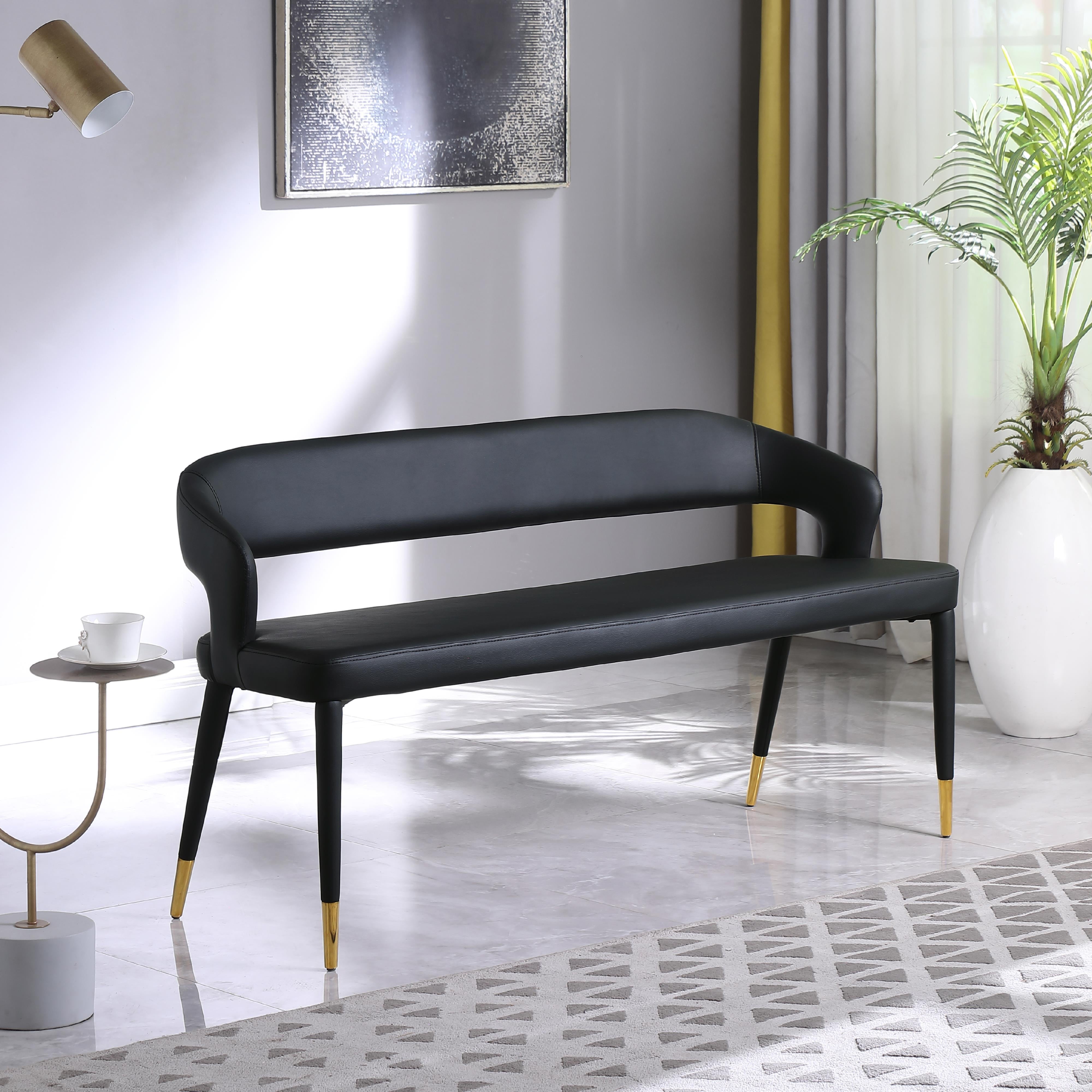 Meridian Destiny Black Vegan Leather Bench