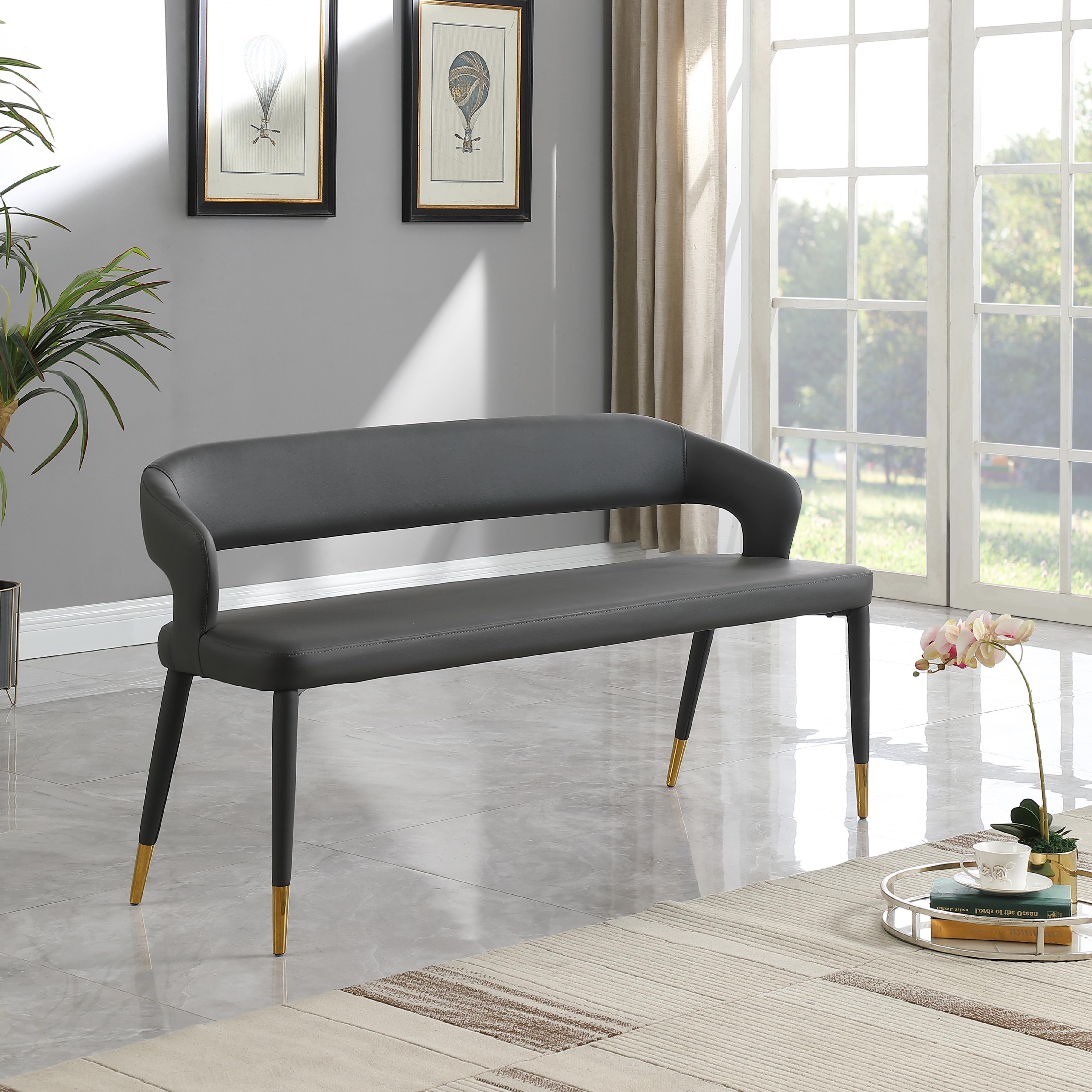Meridian Destiny Grey Vegan Leather Bench