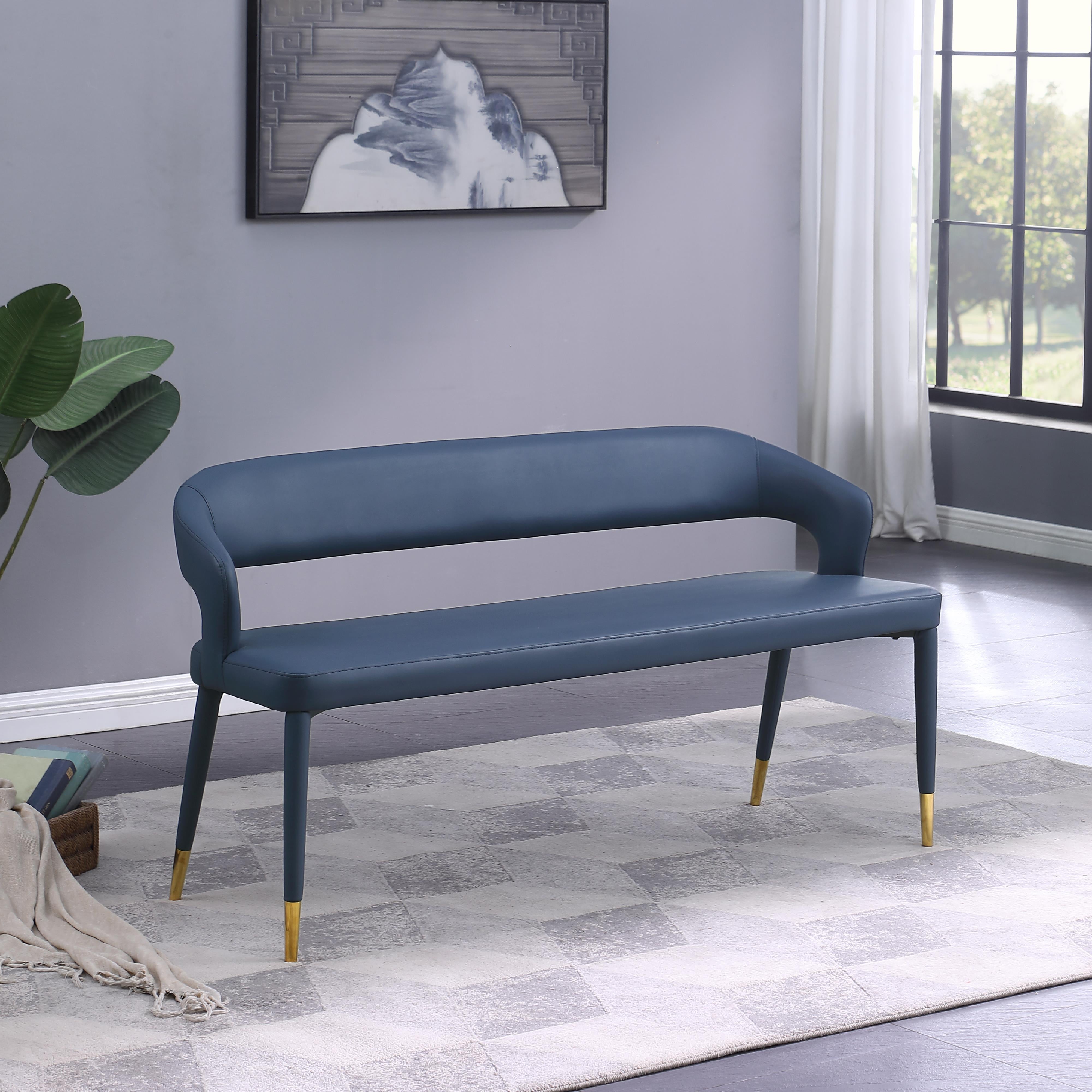Meridian Destiny Navy Vegan Leather Bench