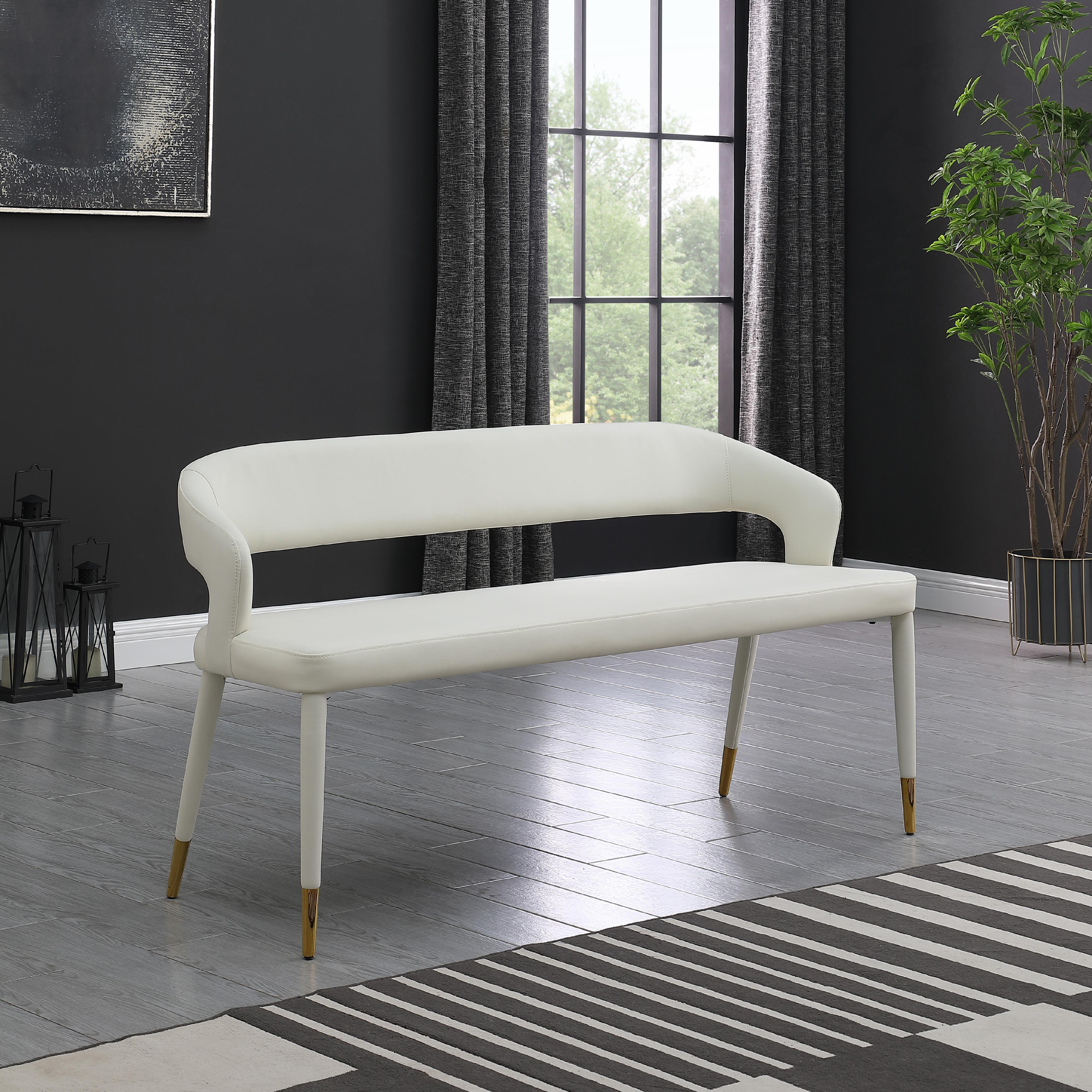 Meridian Destiny White Vegan Leather Bench