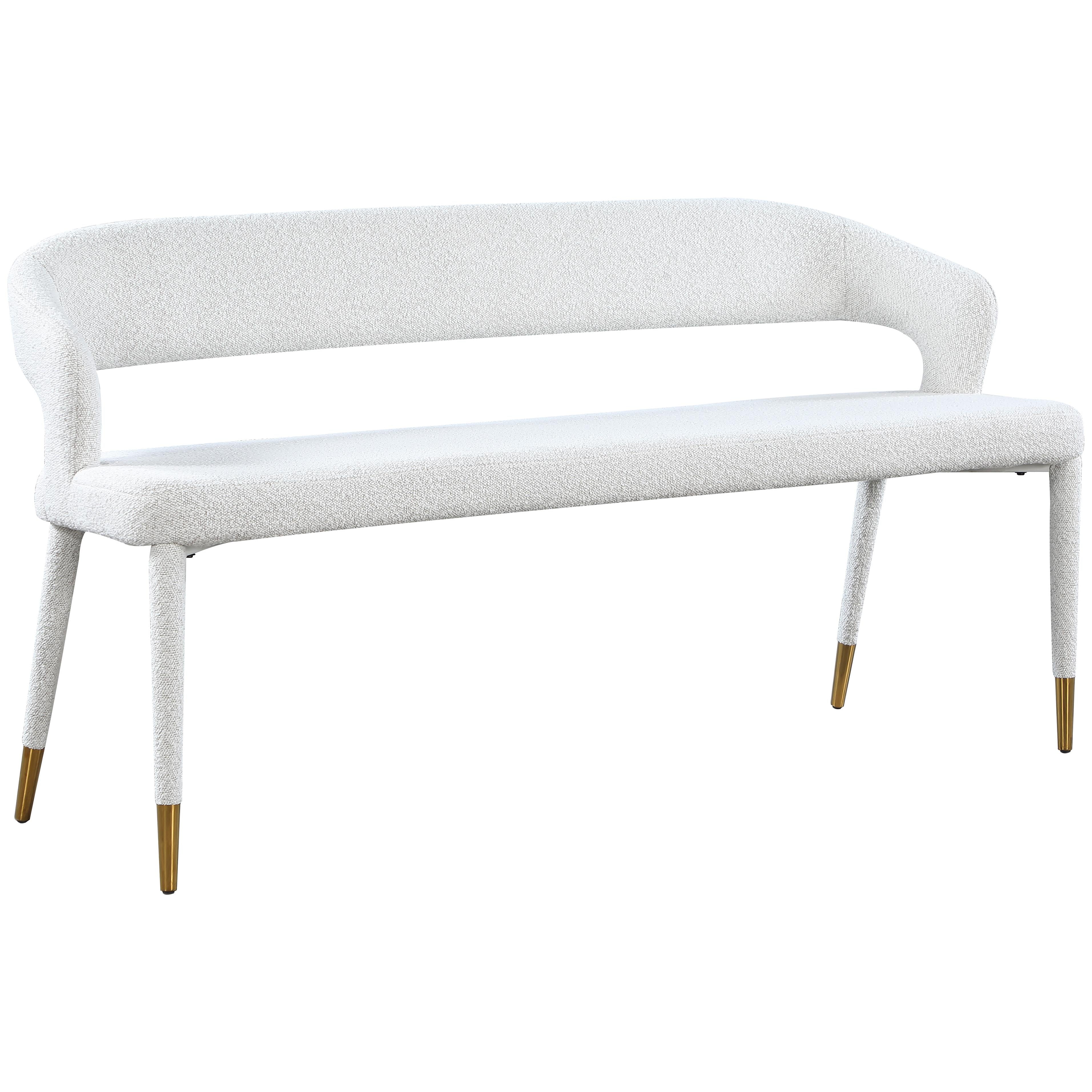 Meridian Destiny Cream Boucle Fabric Bench