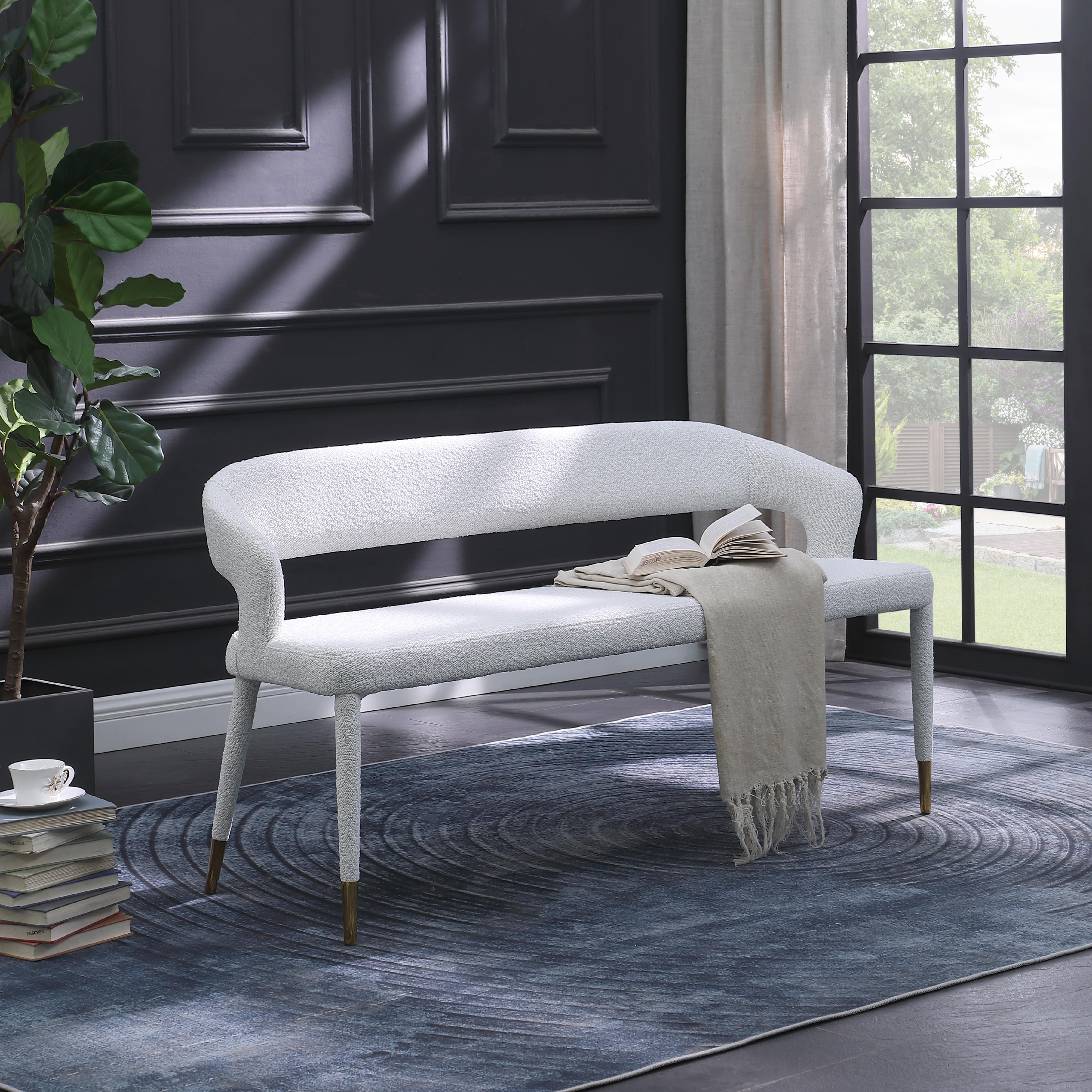 Meridian Destiny Cream Boucle Fabric Bench